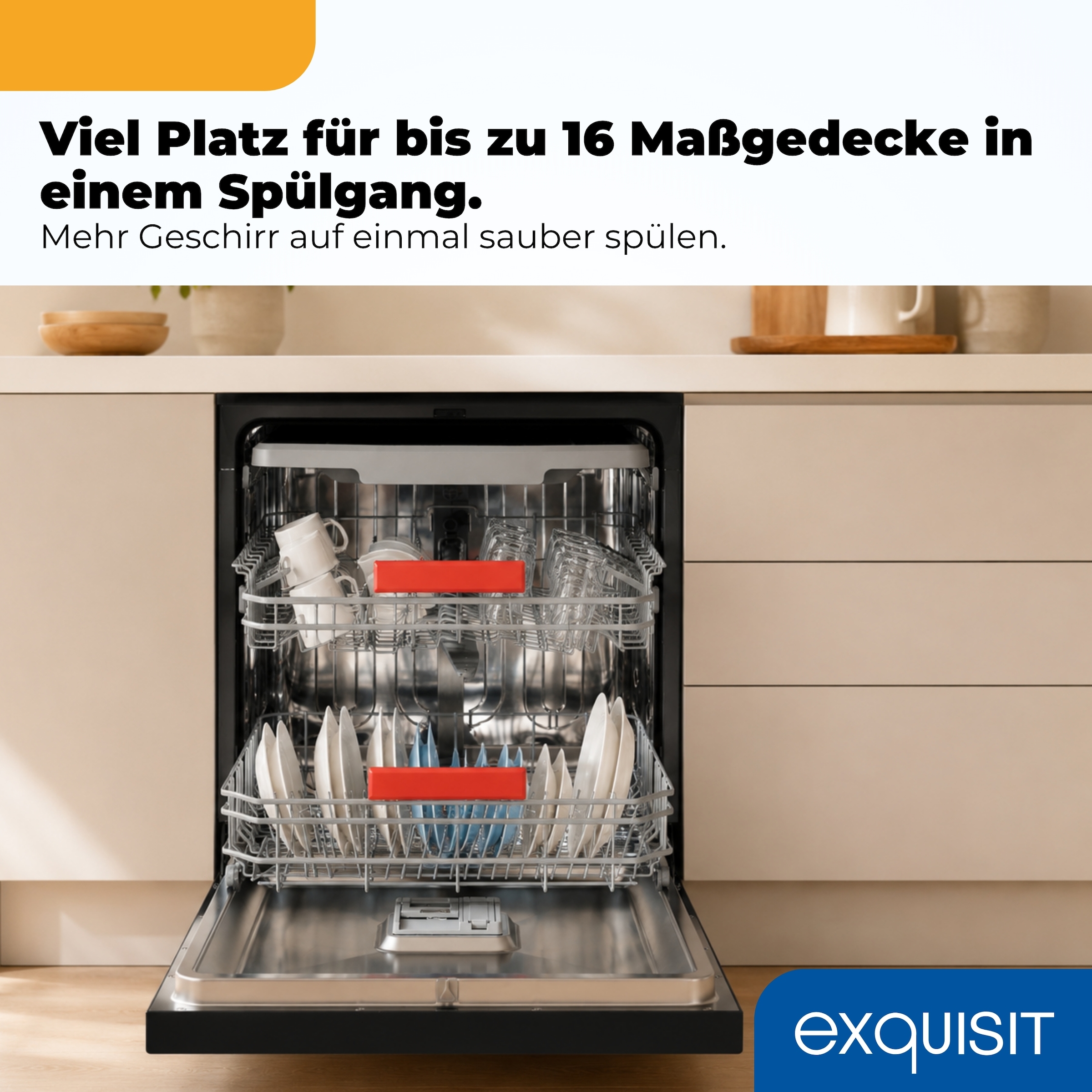 exquisit Standgeschirrspüler »GSP9316-450C schwarz« 10,9 l 16 tlg. Maßgedecke 16 Maßgedecke, LED, Besteckschublade, AquaStop