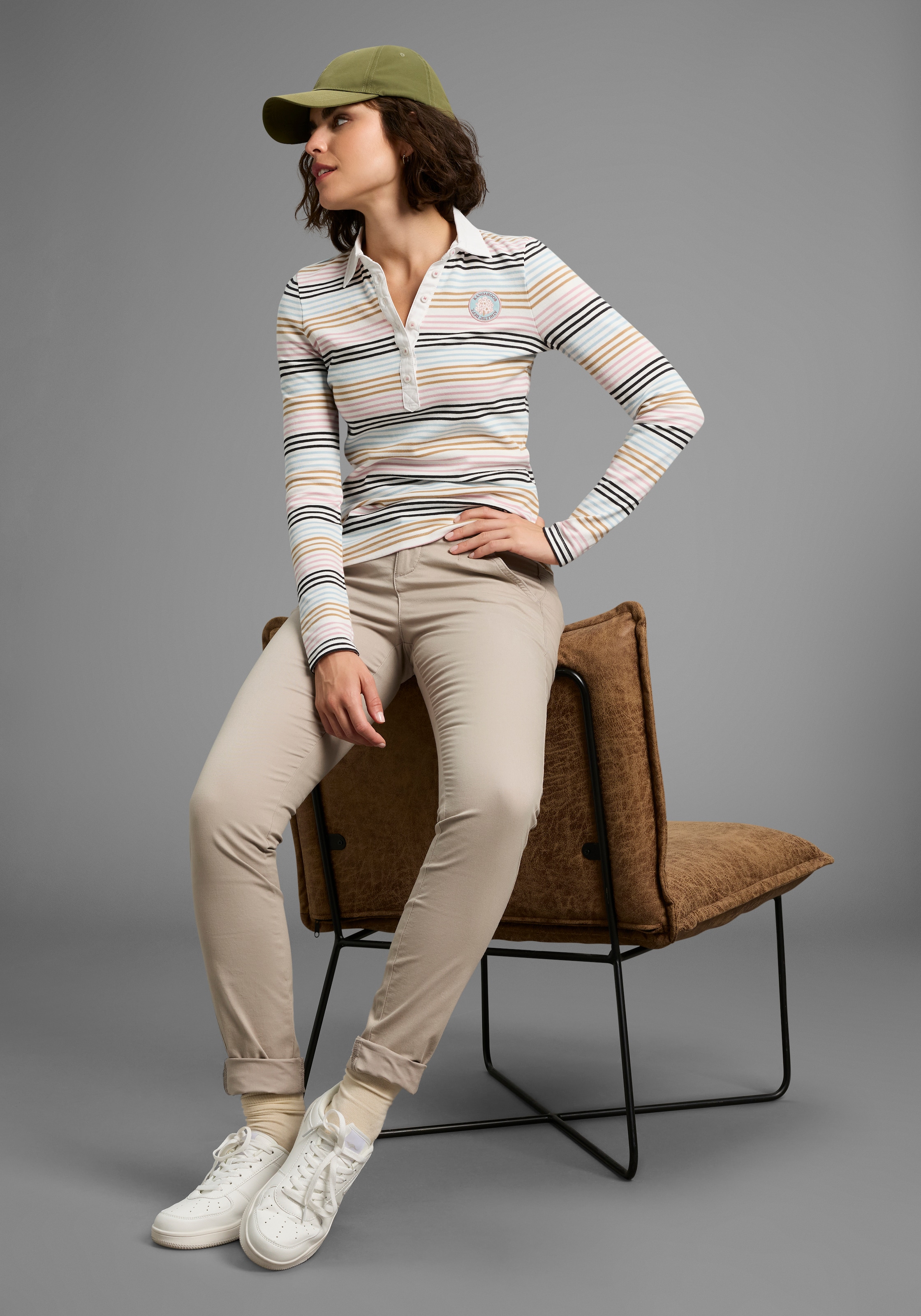 KangaROOS Poloshirt in Pastelltönen mit langer Knopfleiste