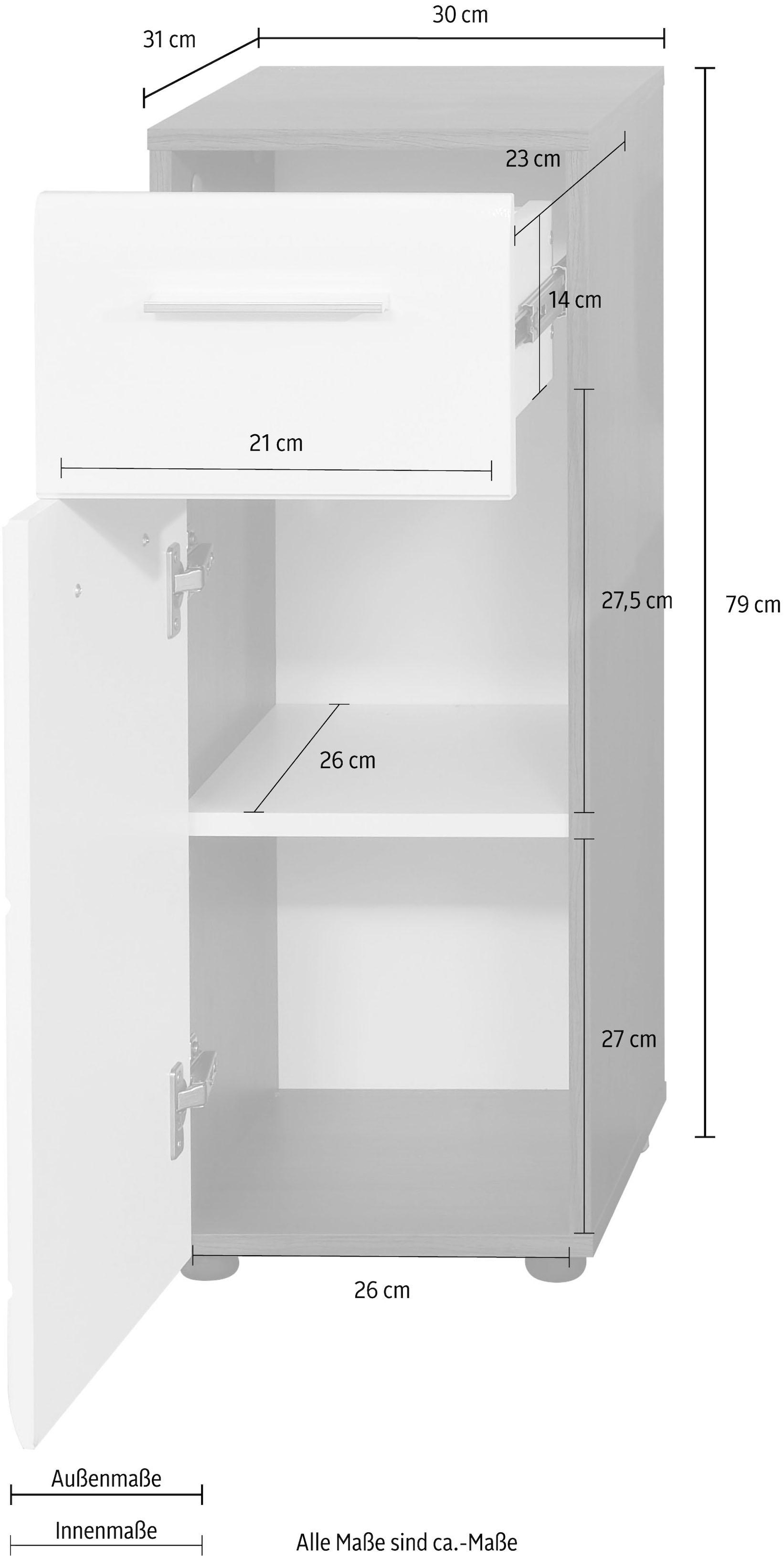 trendteam Unterschrank »Sovana«, Höhe 79 cm, mit Fronten in Hochglanz- oder Holzoptik, mit Schubkasten