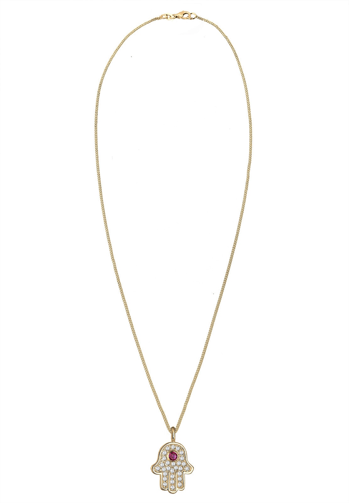 Elli Silberkette »Halskette Hamsa Hand der Fatima Zirkonia 925 Silber«