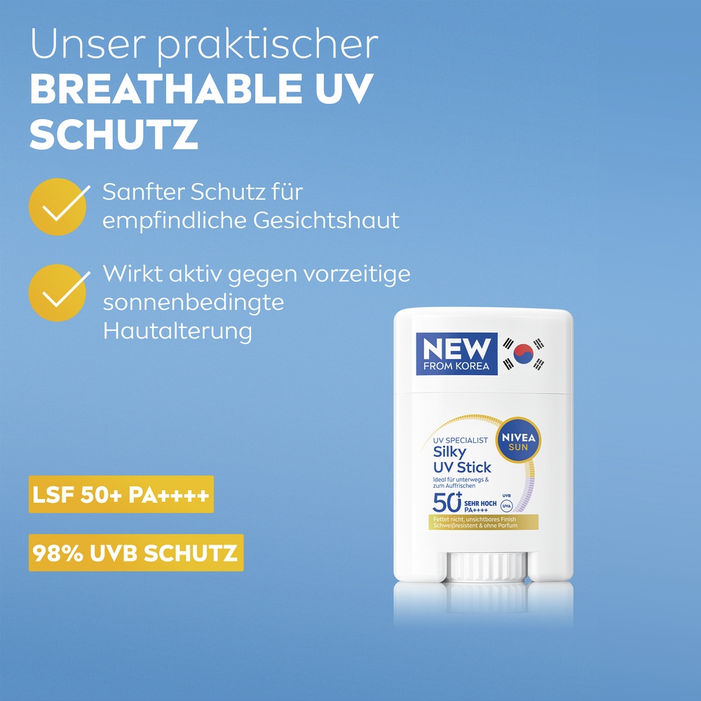 Nivea Sun Sonnenschutzlotion »UV Face Sensitive LSF50+ mit  Silky UV Stick Vorteilspack« speziell für empfindliche Haut; beugt Sonnenallergien vor