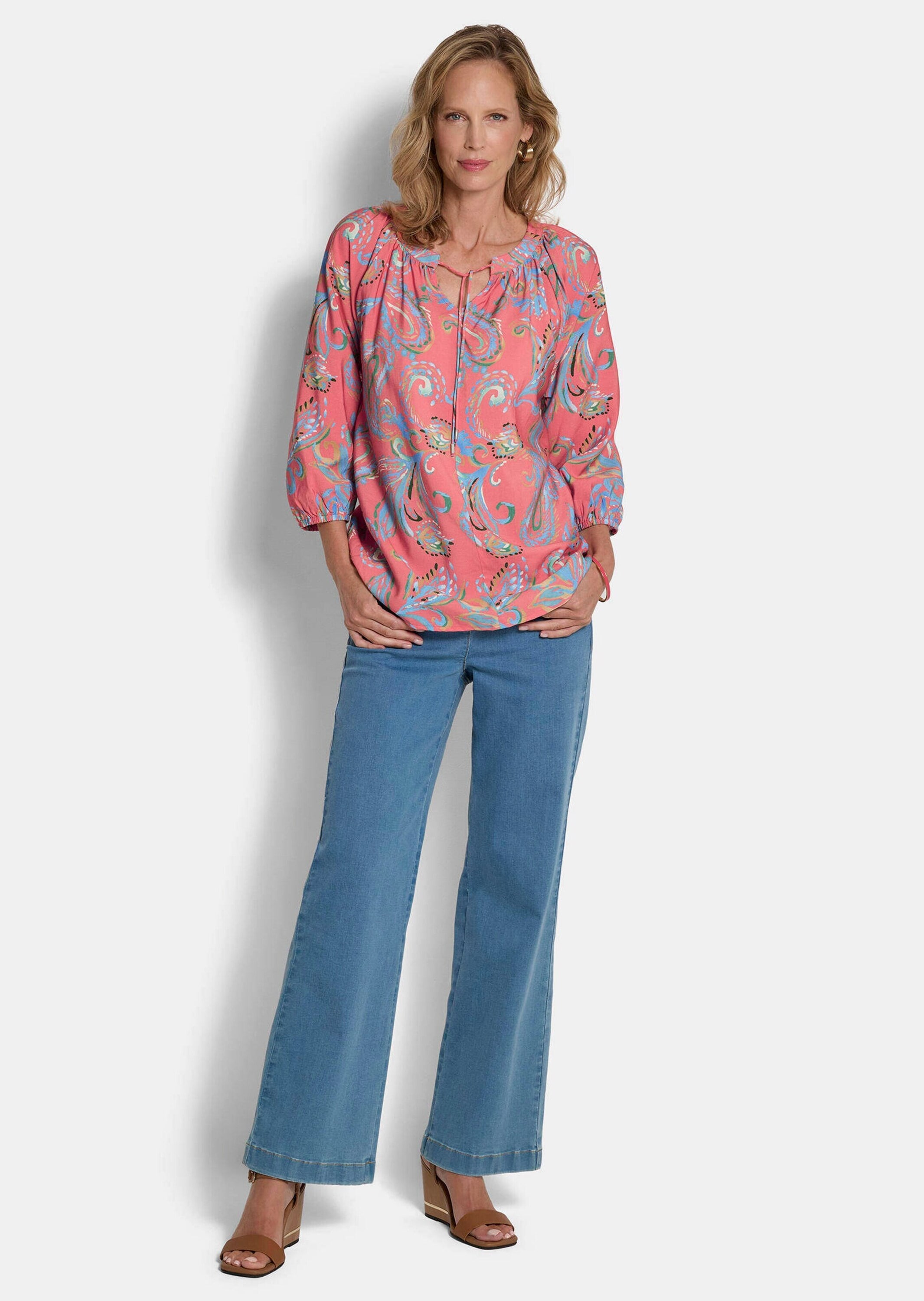 GOLDNER Schlupfbluse »Viskosebluse mit Paisley-Muster« Bändchen am Ausschnitt
