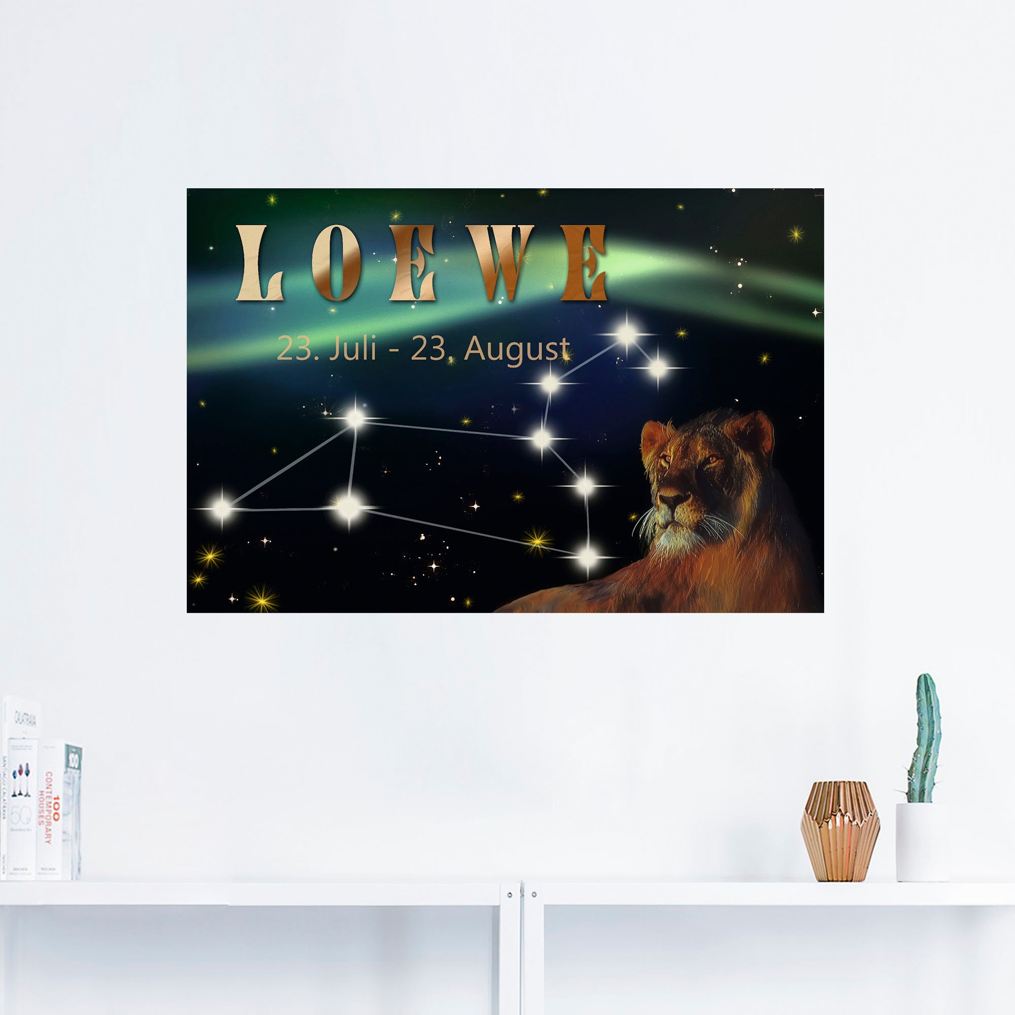 Artland »Sternzeichen Alubild, bestellen Raten - Leinwandbild, Sternzeichen, auf in St.), (1 Poster Wandbild von als Bilder oder Größen Wandaufkleber Löwe«, versch.