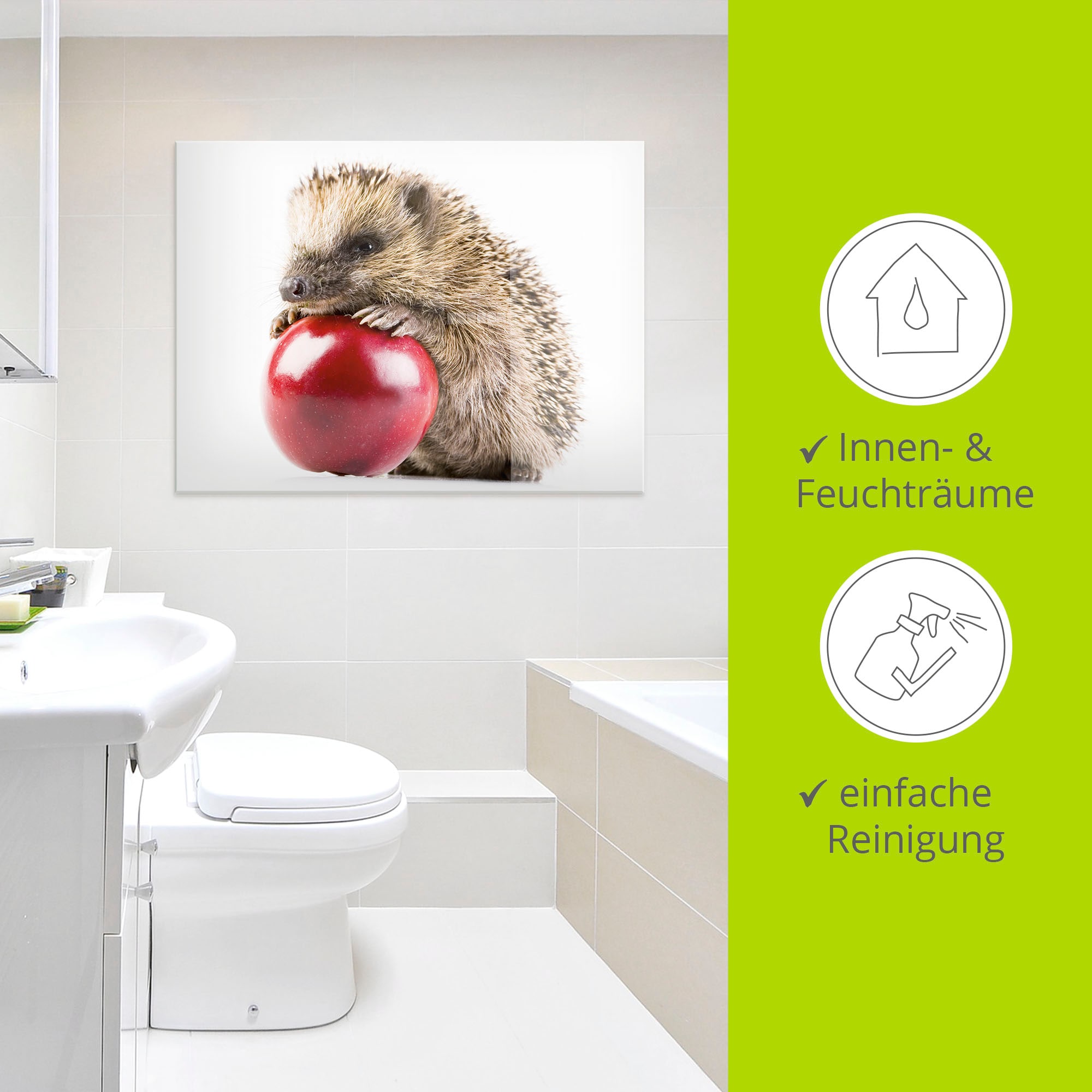 Artland Glasbild »Glücklicher Igel« Wildtiere 1 Stk. tlg. in verschiedenen Größen