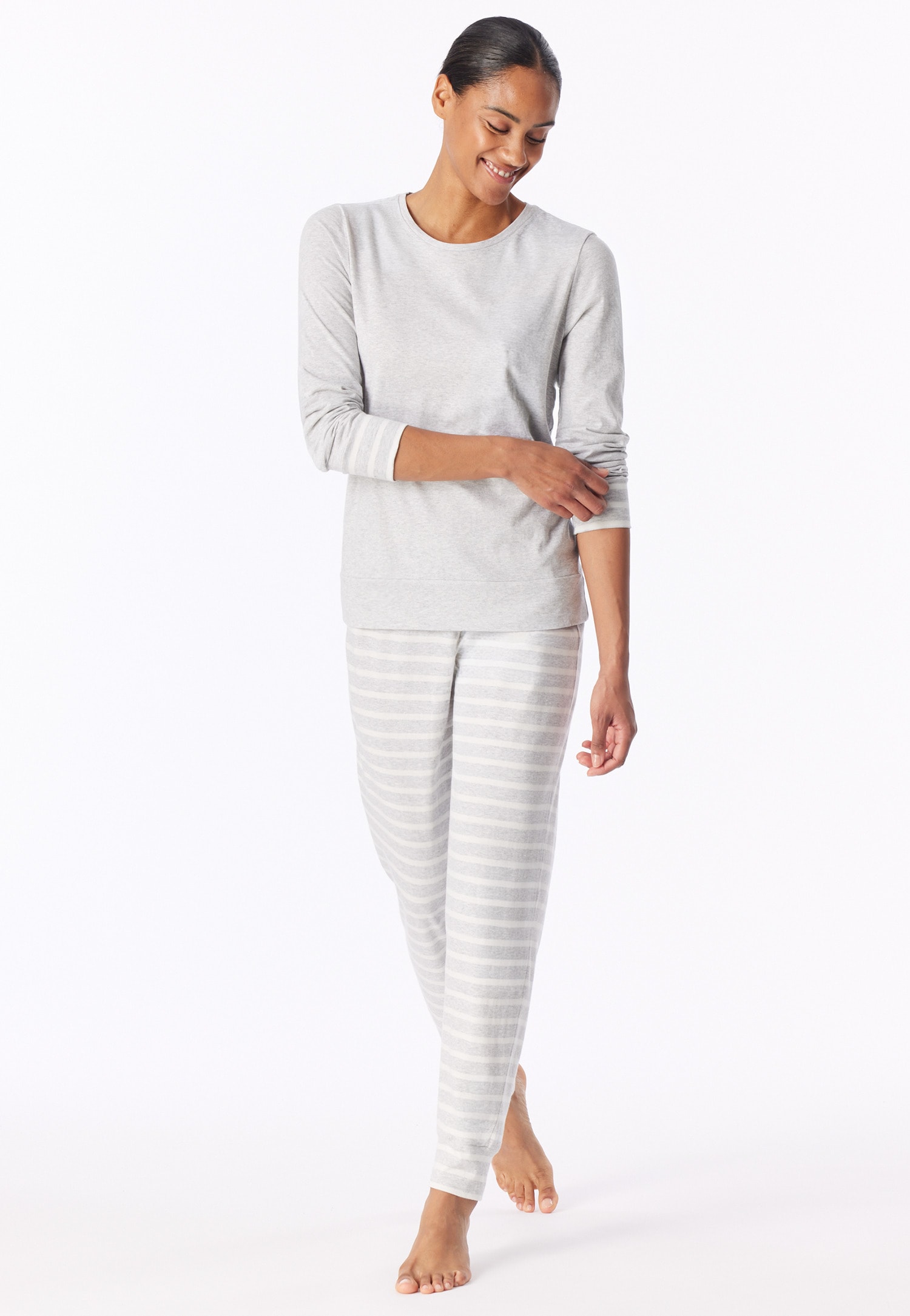 Schiesser Schlafanzug »Casual Essentials« 2 Baumwolle, Rundhalsausschnitt, langärmelig