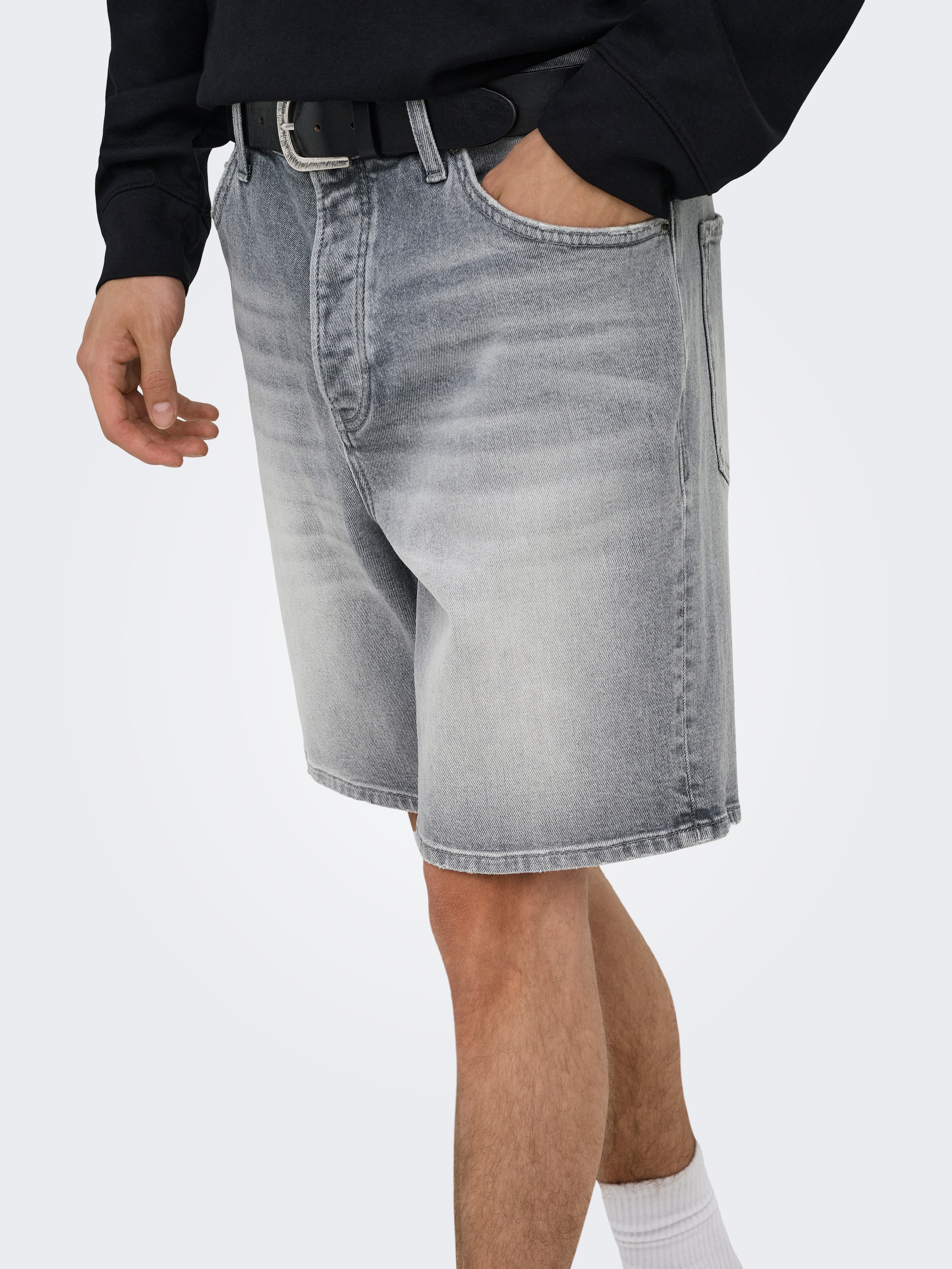 ONLY & SONS Jeansshorts »ONSEDGE PERF MG 9375 DOT DNM SHORTS NOOS« Baumwollmischung, straight fit