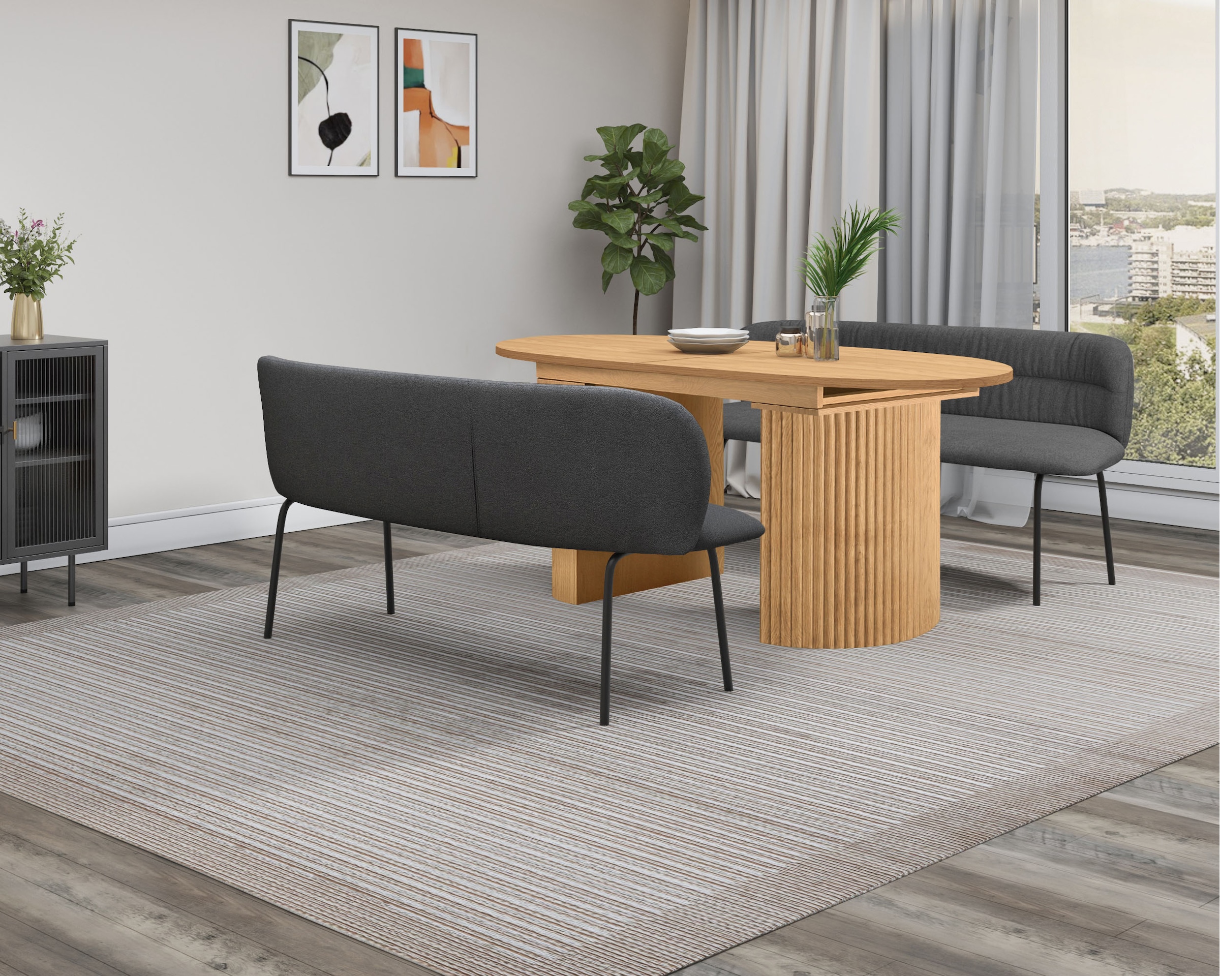 OTTO home Esstisch »Gartempe« ausziehbar 160-210 cm, Synchronauszug, inkl Einlegeplatte, Breite 90cm