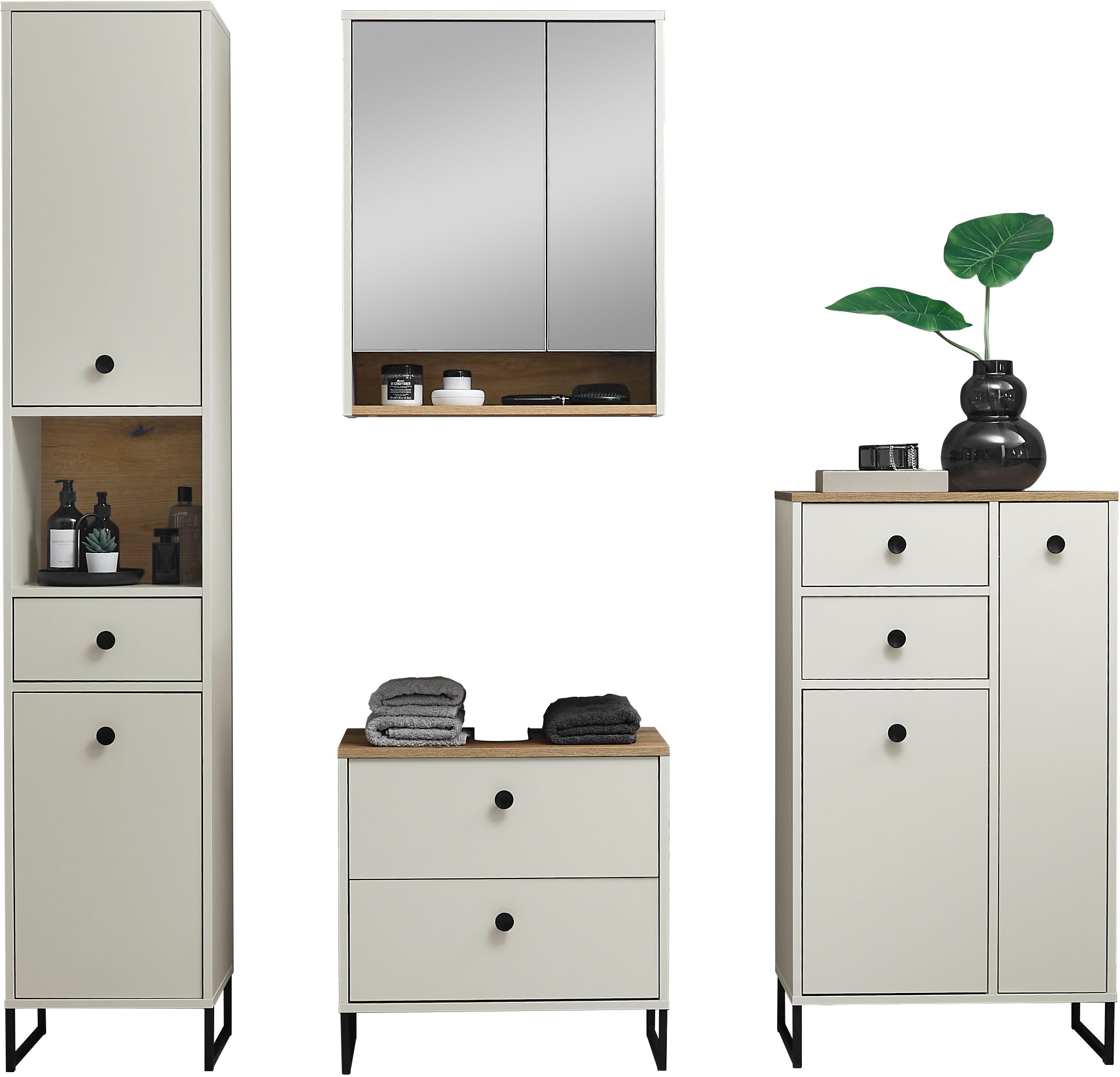 BASIC by Balculina Waschbeckenunterschrank »Linea« 1 Stk. tlg. Breite 60cm, U-Profil Füße, Unterflurauszug