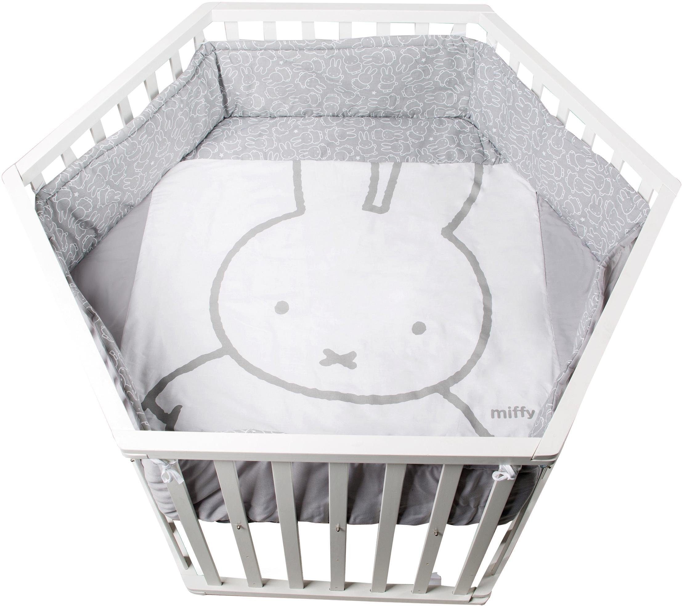 roba® Laufgitter »miffy®, weiß, 6-eckig«, bis 15 kg, mit Stoffeinlage und  Nestchen bei ♕