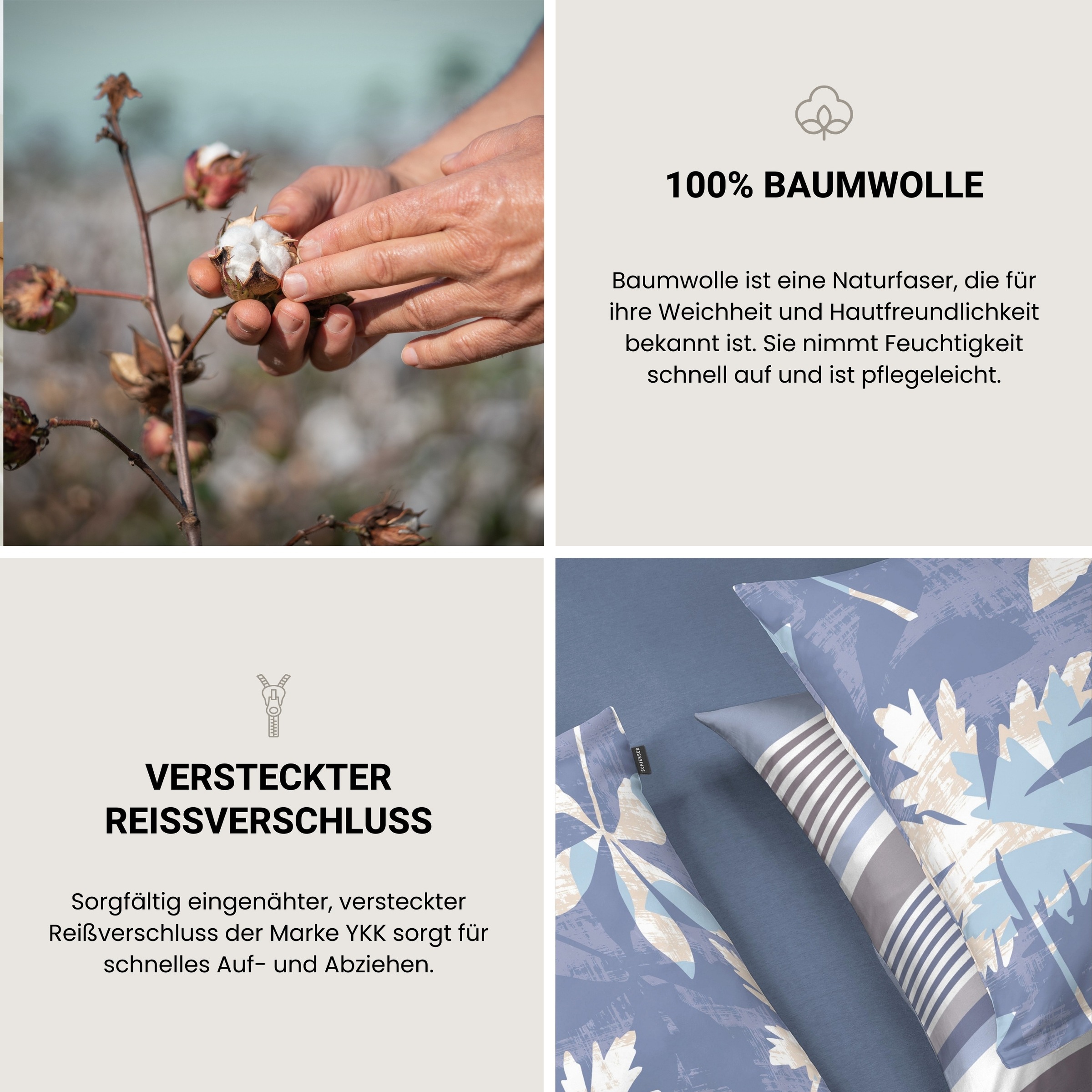 Schiesser Bettwäsche »Hoops aus weichem Baumwoll-Satin mit Streifen-Design« 2 tlg. Made in Green by Oeko-Tex