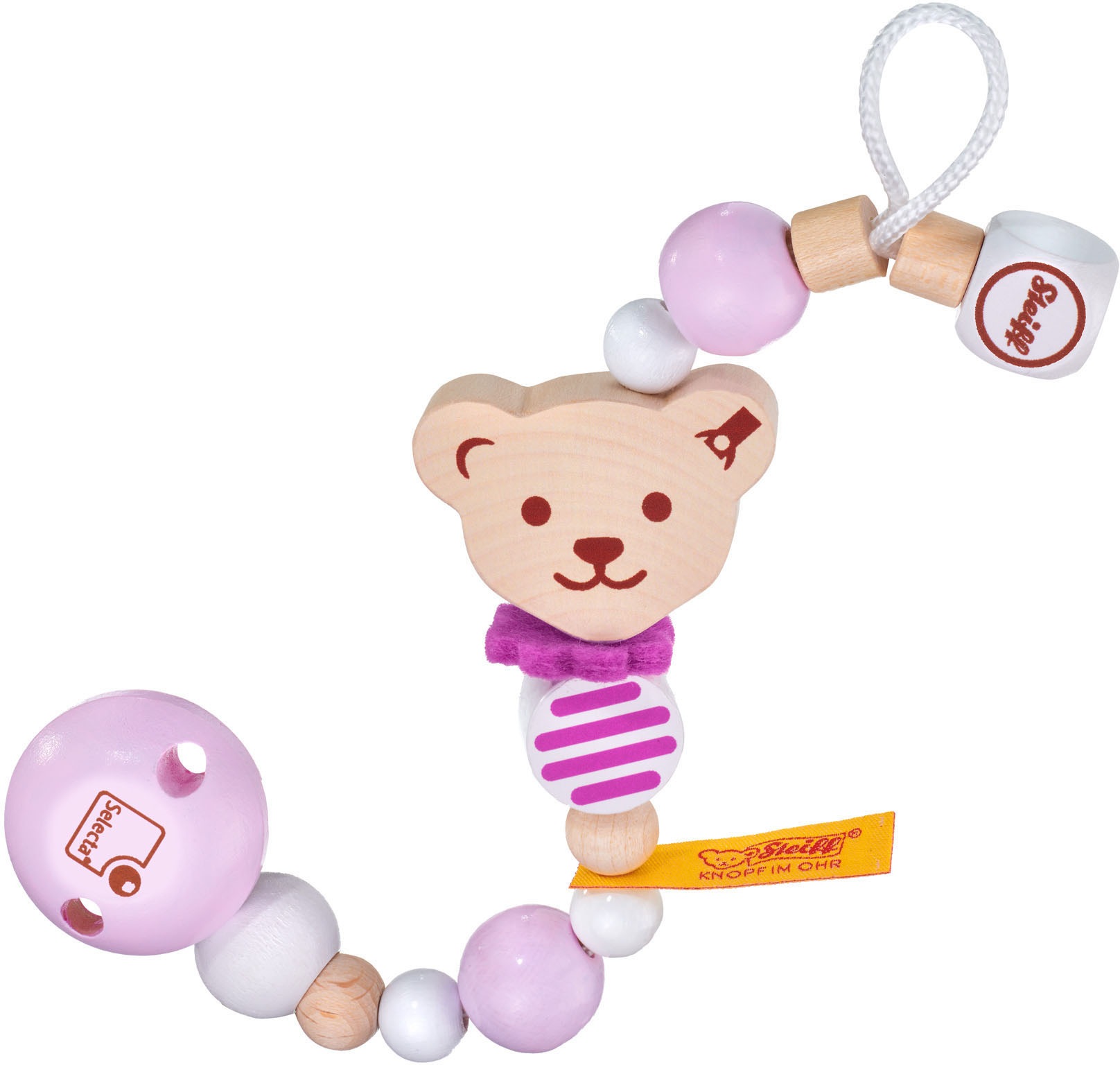 Selecta Schnullerbefestigung »Steiff by Selecta®, Schnullerkette, rosa«, Made in Germany