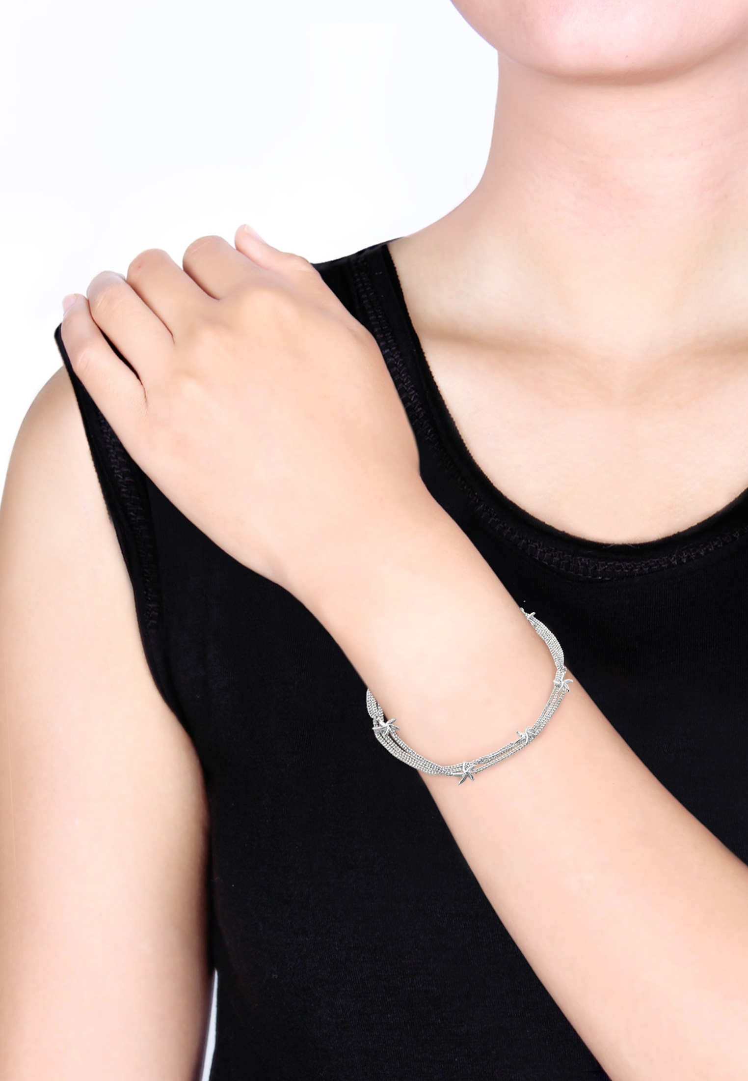 Elli Armkette »Armband Seestern Süßwasserperlen Weiß 925 Sterling Silber«