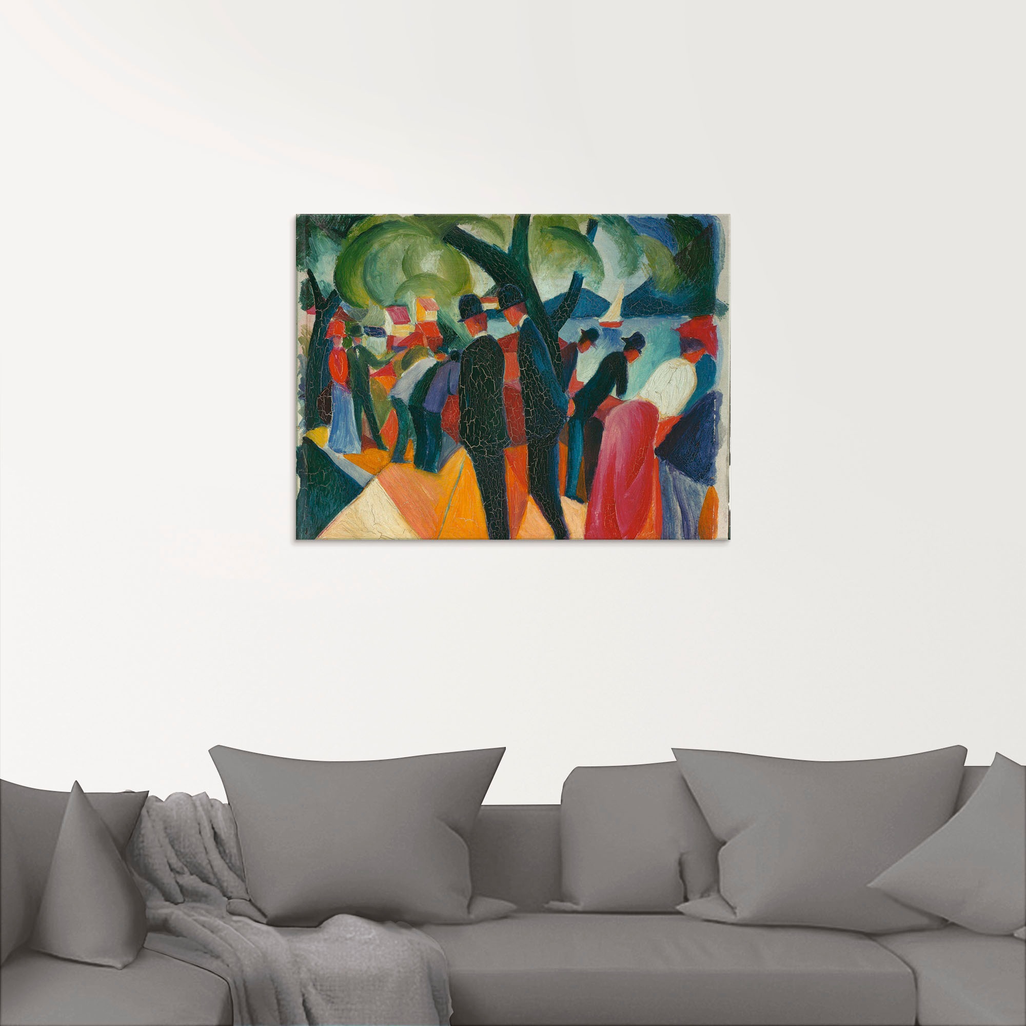 Artland Glasbild »Spaziergang auf der Brücke. 1913«, Gruppen & Familien, (1 St.), in verschiedenen Größen