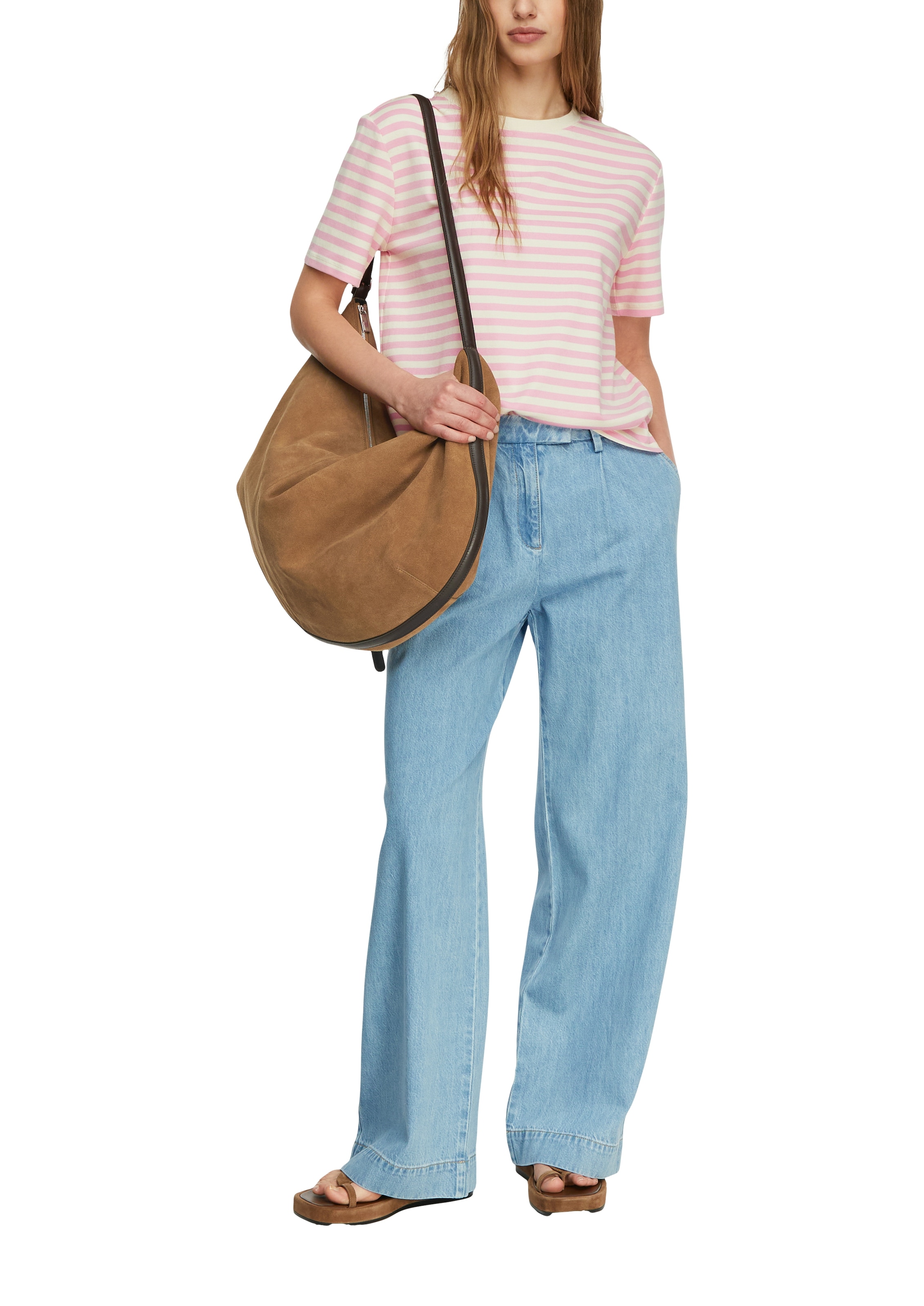 Comma Rundhalsshirt Sommershirt mit Streifen