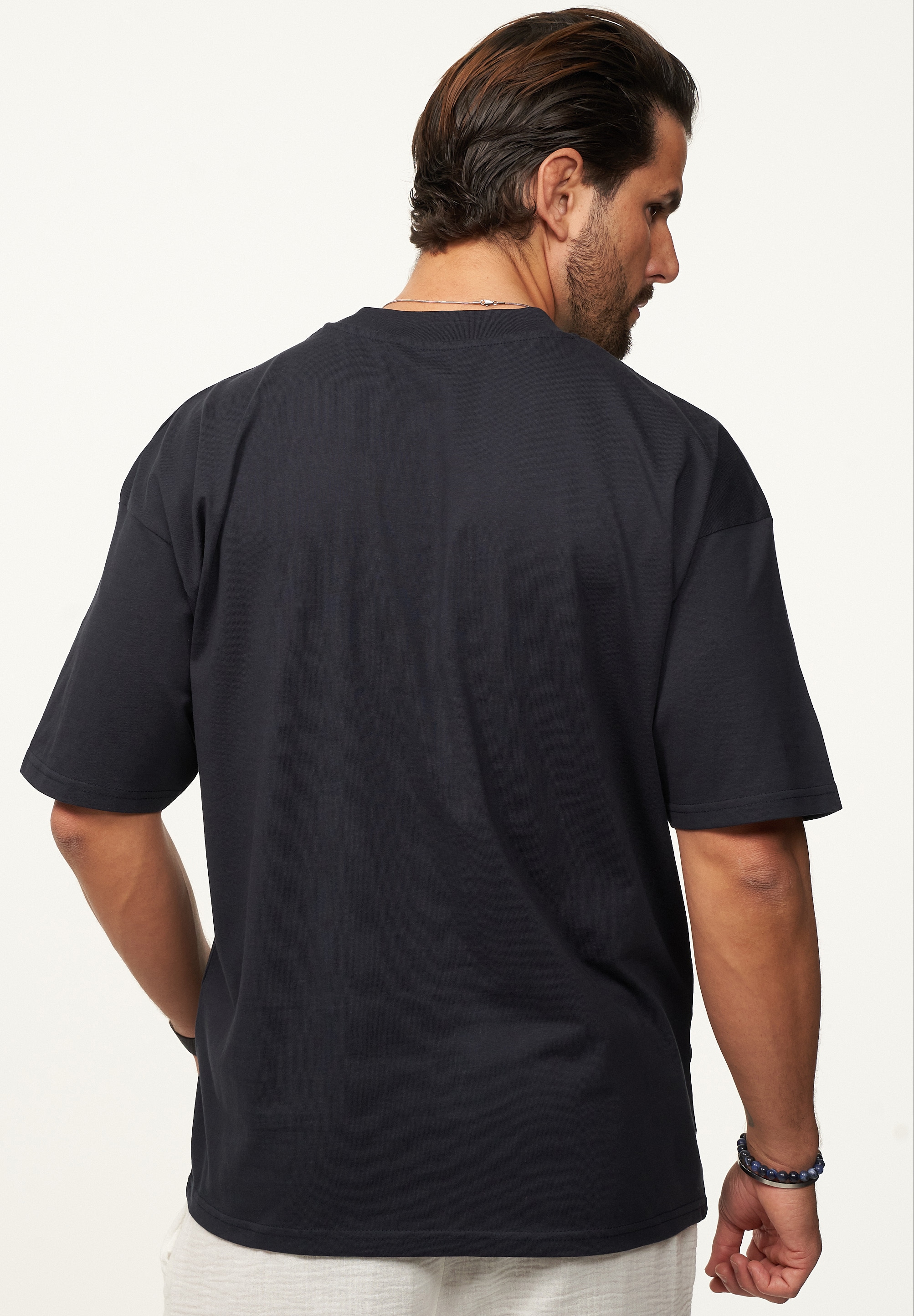 SOULSTAR T-Shirt »Kurzarm Oversize aus 100% Baumwolle mit Rundhalsausschnitt Crew Neck für Herren« Herren Oversize-Fit Kurzarm Shirt mit Rundhals-Ausschnitt