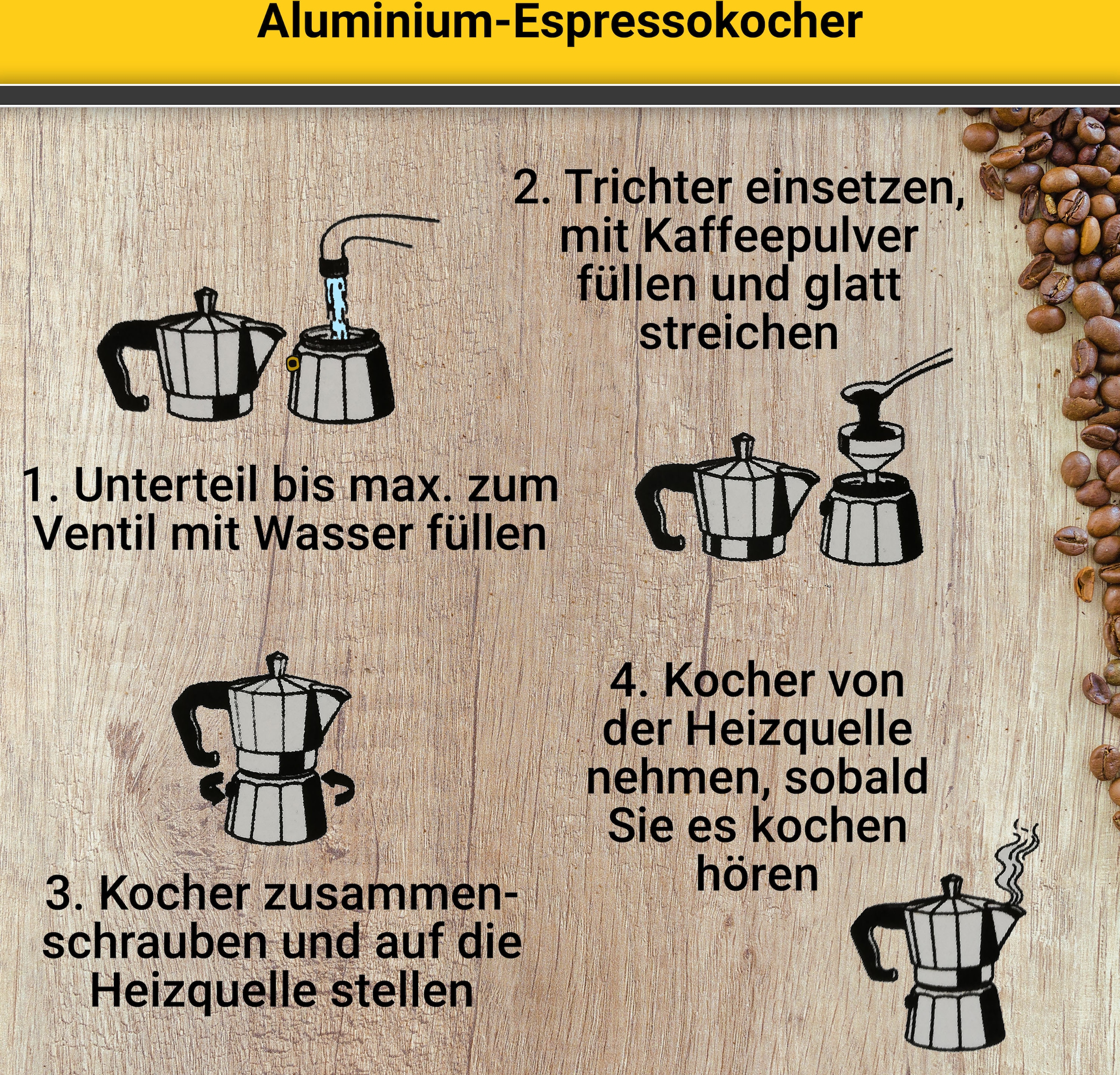 Krüger Espressokocher »Italiano«, 0,45 l Kaffeekanne, traditionell italienisch, aus Aluminium, mit Silikon-Dichtungsring