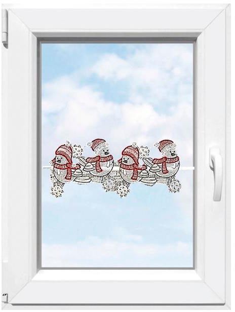 Stickereien Plauen Scheibengardine "Wintervögel" Stangendurchzug 1 Stk. tlg. Fensterdekoration "Wintervögel"