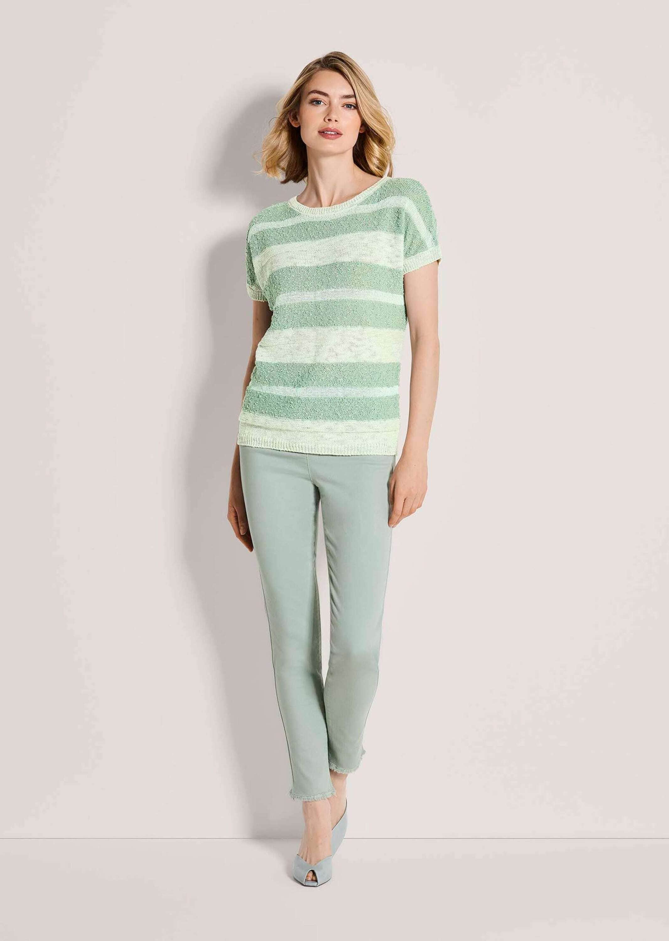 MADELEINE Longpullover »Pullover Kurzarm-Pullover mit Glanz-Effekt«