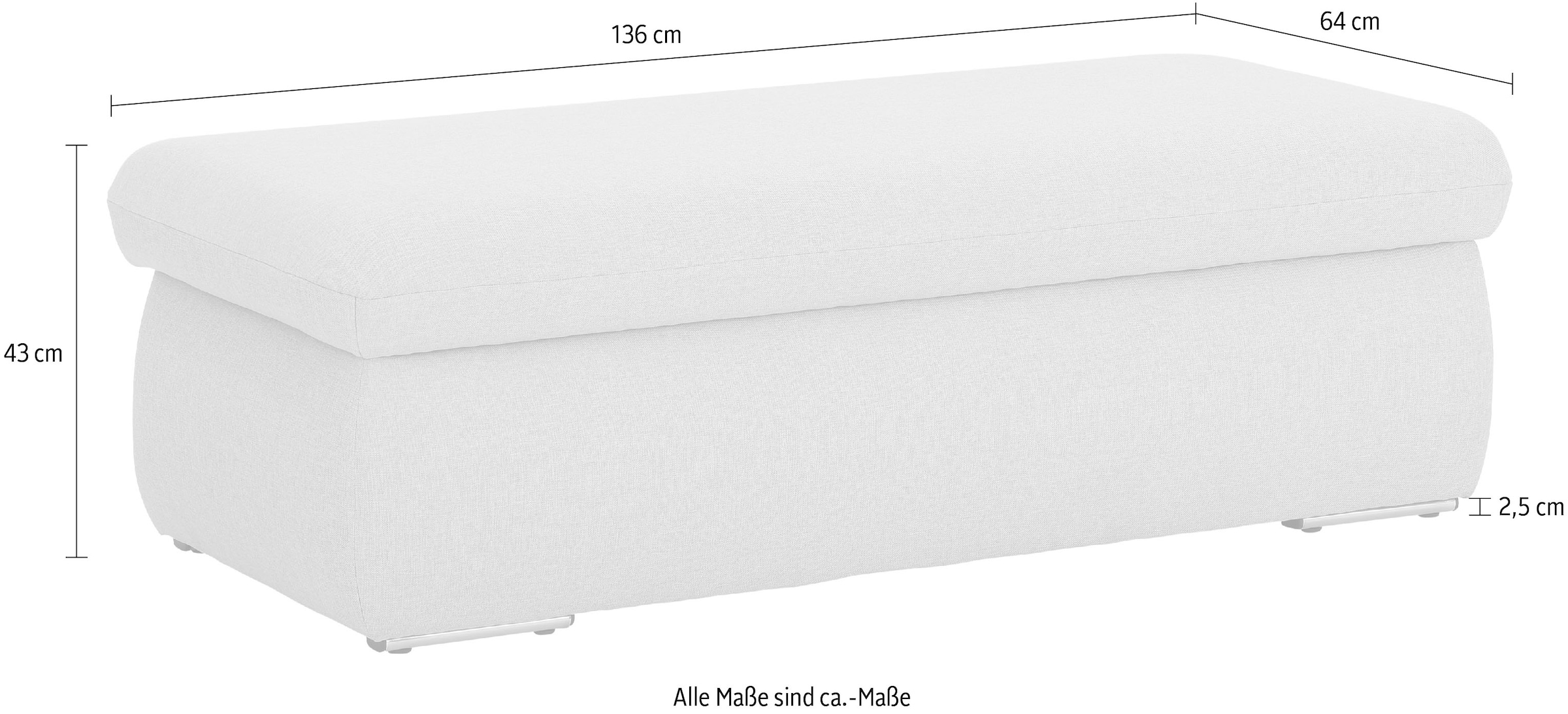 INOSIGN Polsterhocker »Avesa« Mit großem Staufach, passend zur Serie "Avesa", B/T/H: 136/64/43 cm