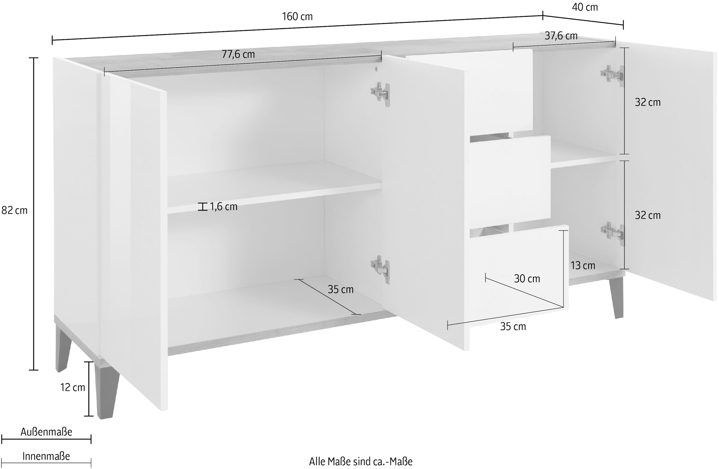 INOSIGN Sideboard »Sunrise«, Breite 160 cm