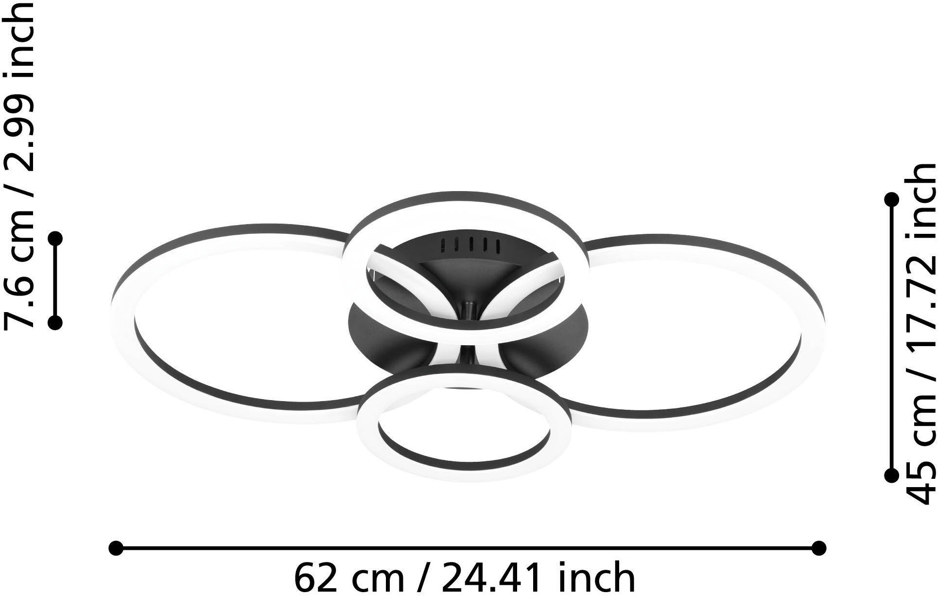 EGLO Deckenleuchte »PARRAPOS-Z Deckenlampe schwarz, TuneableWhite, ZigBee 3.0, Disco-Modus« LED-Modul 1 Stk. warmweiß - kaltweiß App /Sprachsteuerung Alexa, ‎‎‎‎‎‎‎‎‎45x61,5x8cm, exkl. Fernbedienung