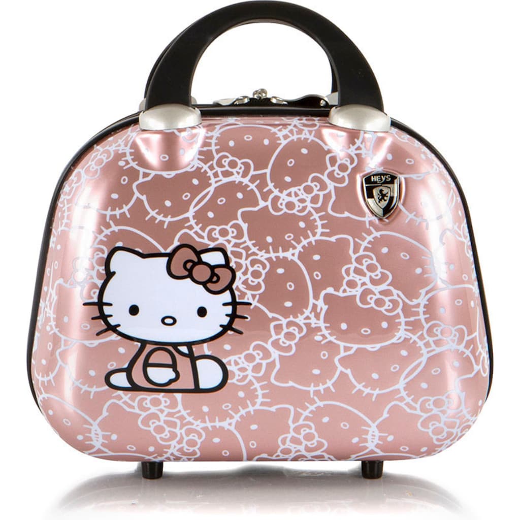 Heys Kinderkoffer »Kinderreiseset Hello Kitty roségold«, (Set, Kinderkoffer und Kosmetikkoffer), 4 Rollen, Kindertrolley Handgepäck-Kofferset mit Trolley-Aufsteck-System