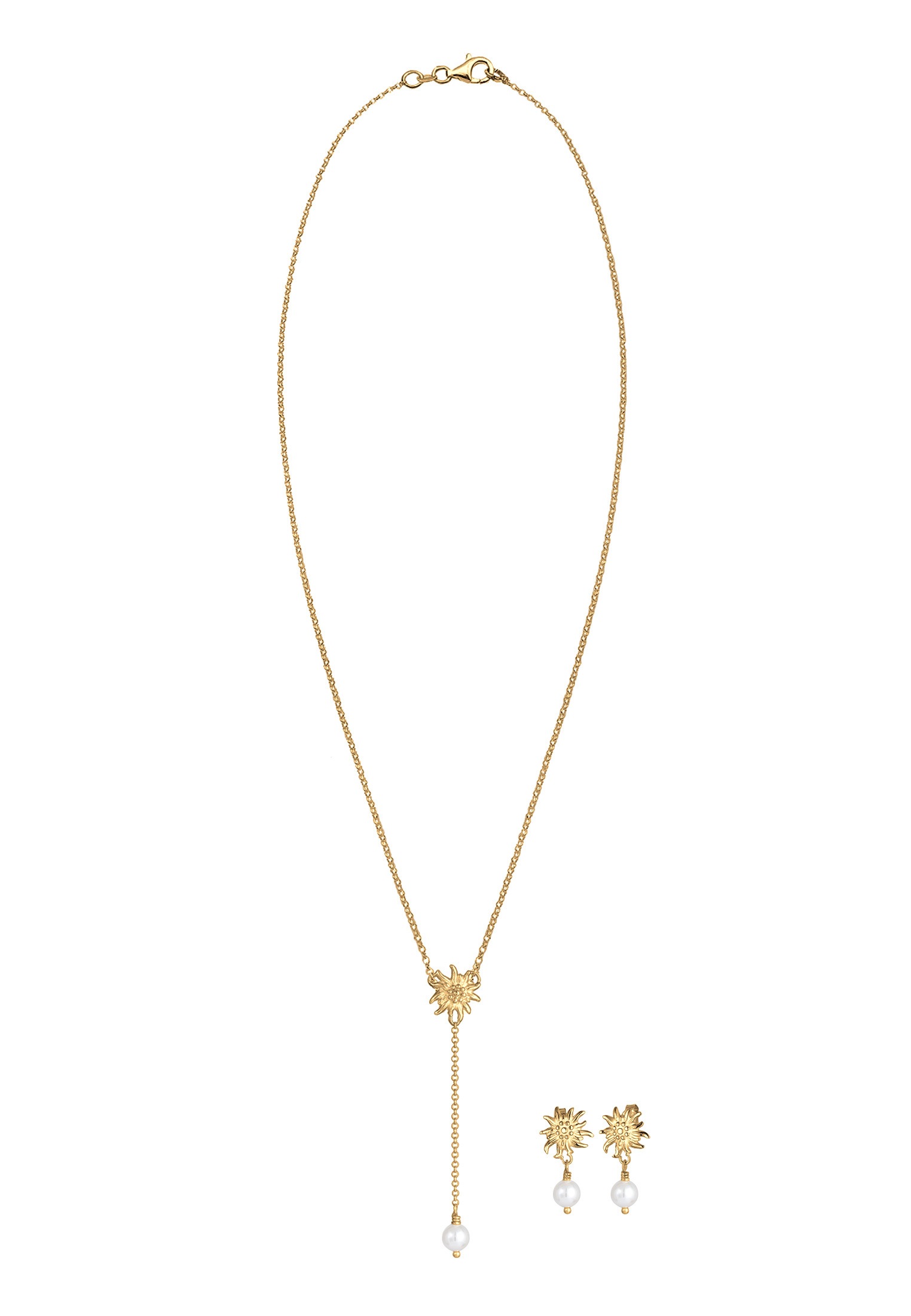 Elli Ohrring und Ketten Set »Schmuckset Elli Schmuckset Tracht Edelweiss Perle  Set 925 Silber« ()