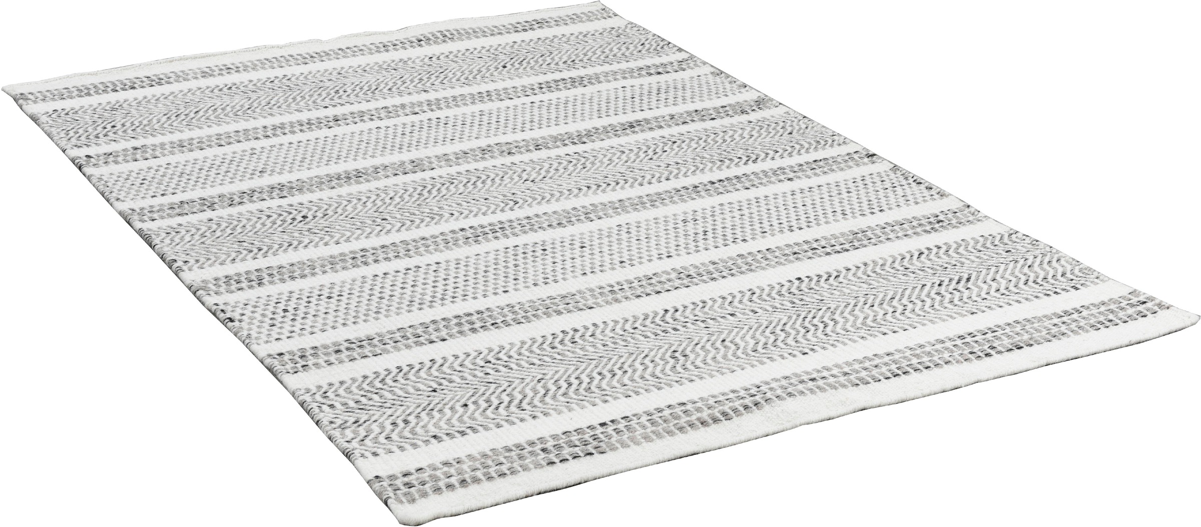 THEKO Wollteppich »TRONDHEIM 05«, rechteckig, 10 mm Höhe, Flachgewebe, gestreift, reine Wolle, handgewebt, Wohnzimmer