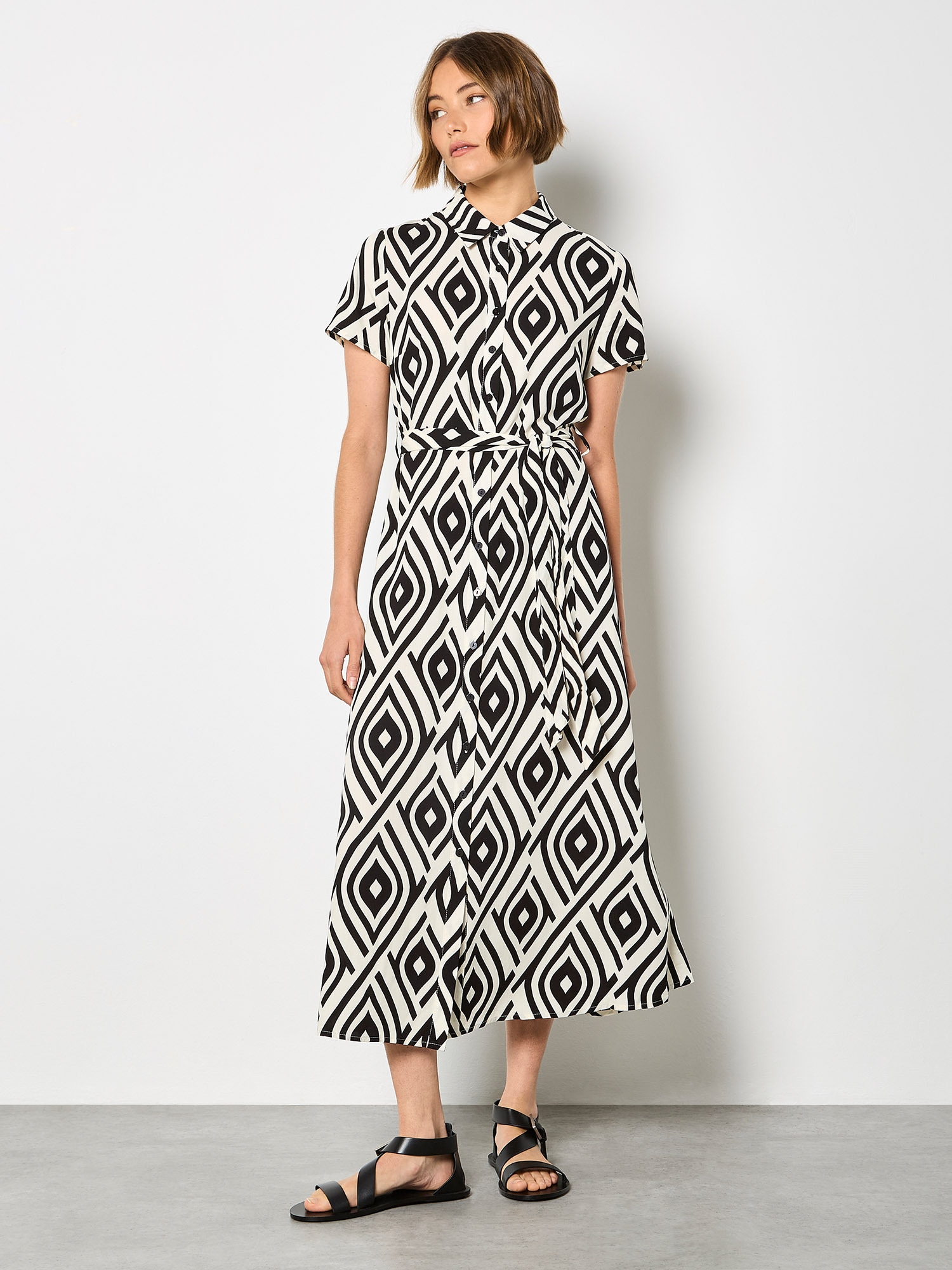 Apricot Hemdblusenkleid »Druckkleid« mit Bindeband,  mit Bindeband