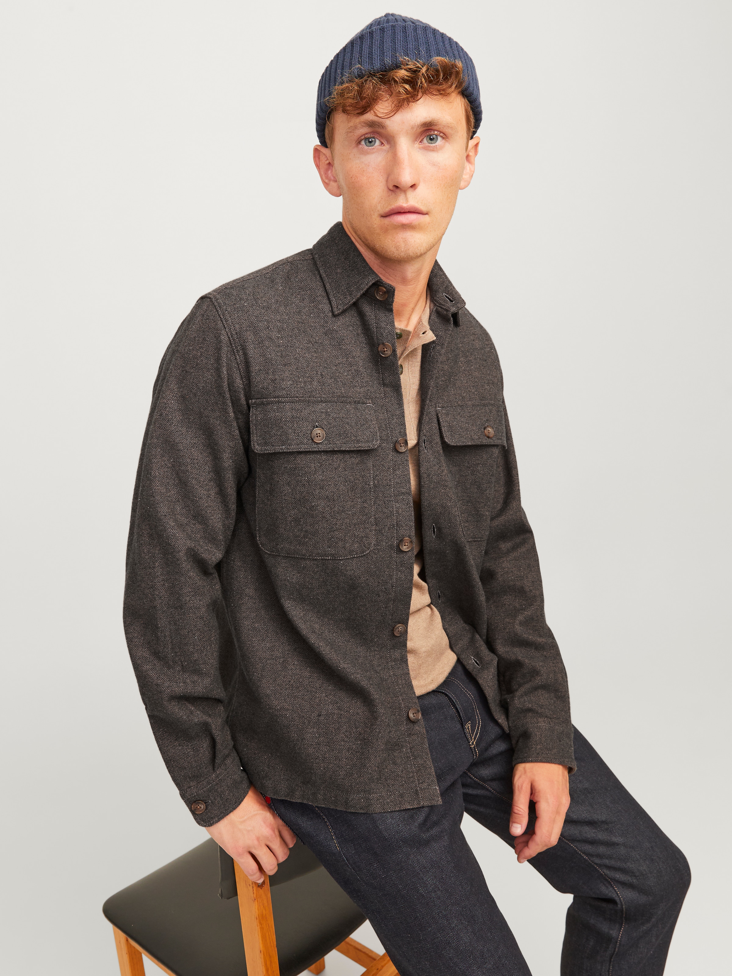 Jack & Jones Langarmhemd »JPRRAYMOND MELANGE SOLID LS OVERSHIRT SN«