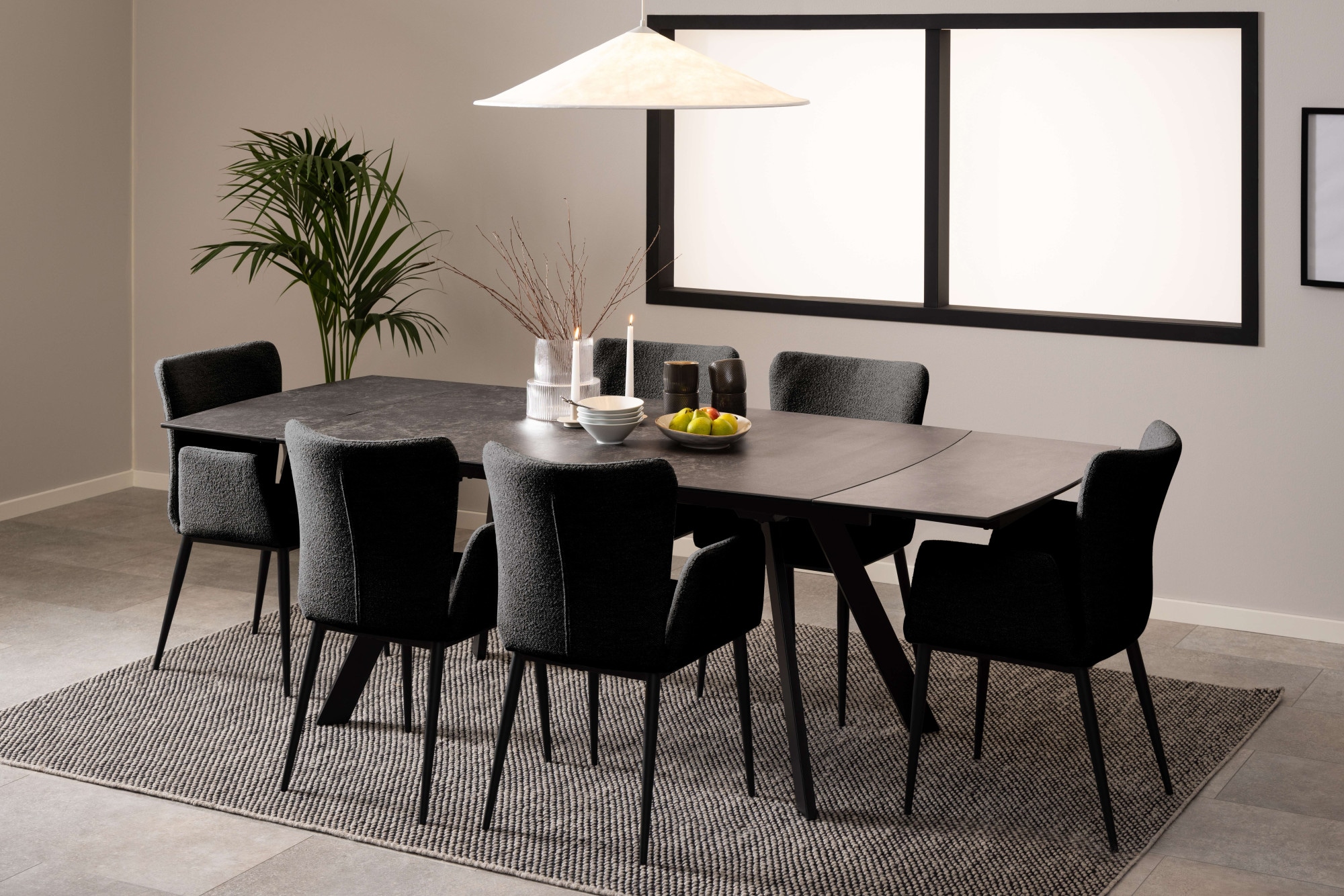 ACTONA GROUP Esstisch »Blackburn Tisch, Esszimmertisch,«, Platte in Keramik schwarz, Incl. Zusatzplatte, B: 160/240 cm