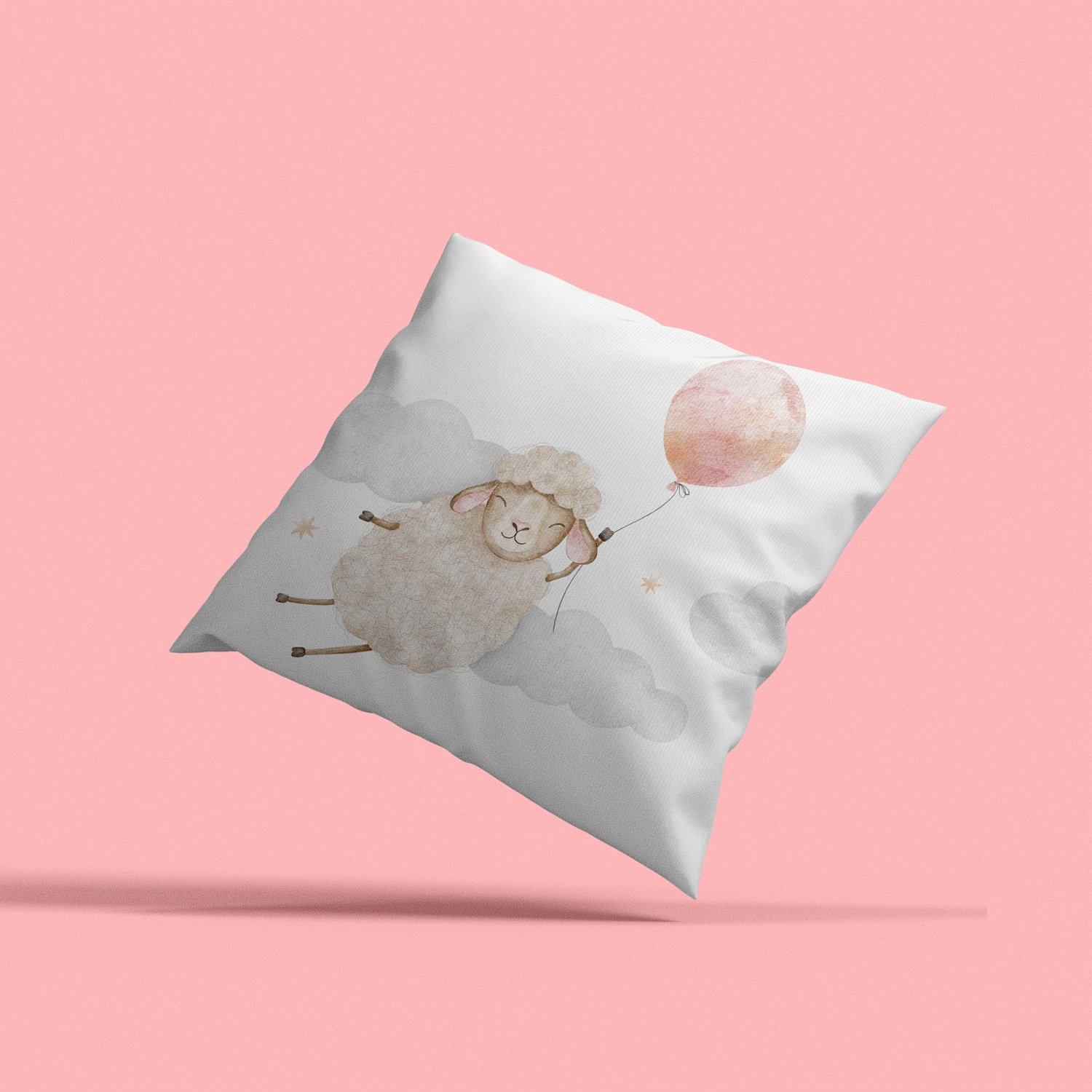 queence Dekokissen »Fliegendes Schaf mit Ballon«, Kissenhülle mit HD Premium Druck, geruchsneutral, 40x40cm