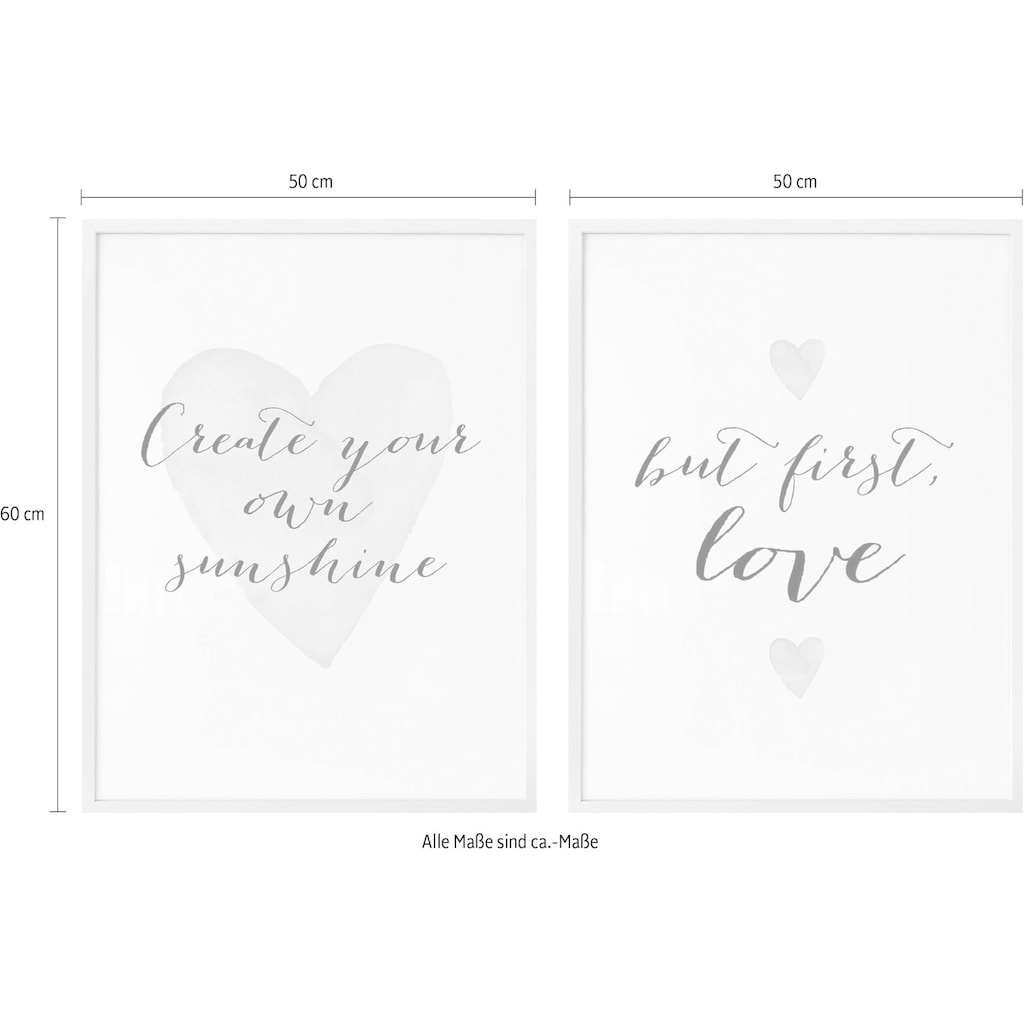 Wall-Art Poster »Confetti and Cream Love is everything«, (Set, 2 St.)