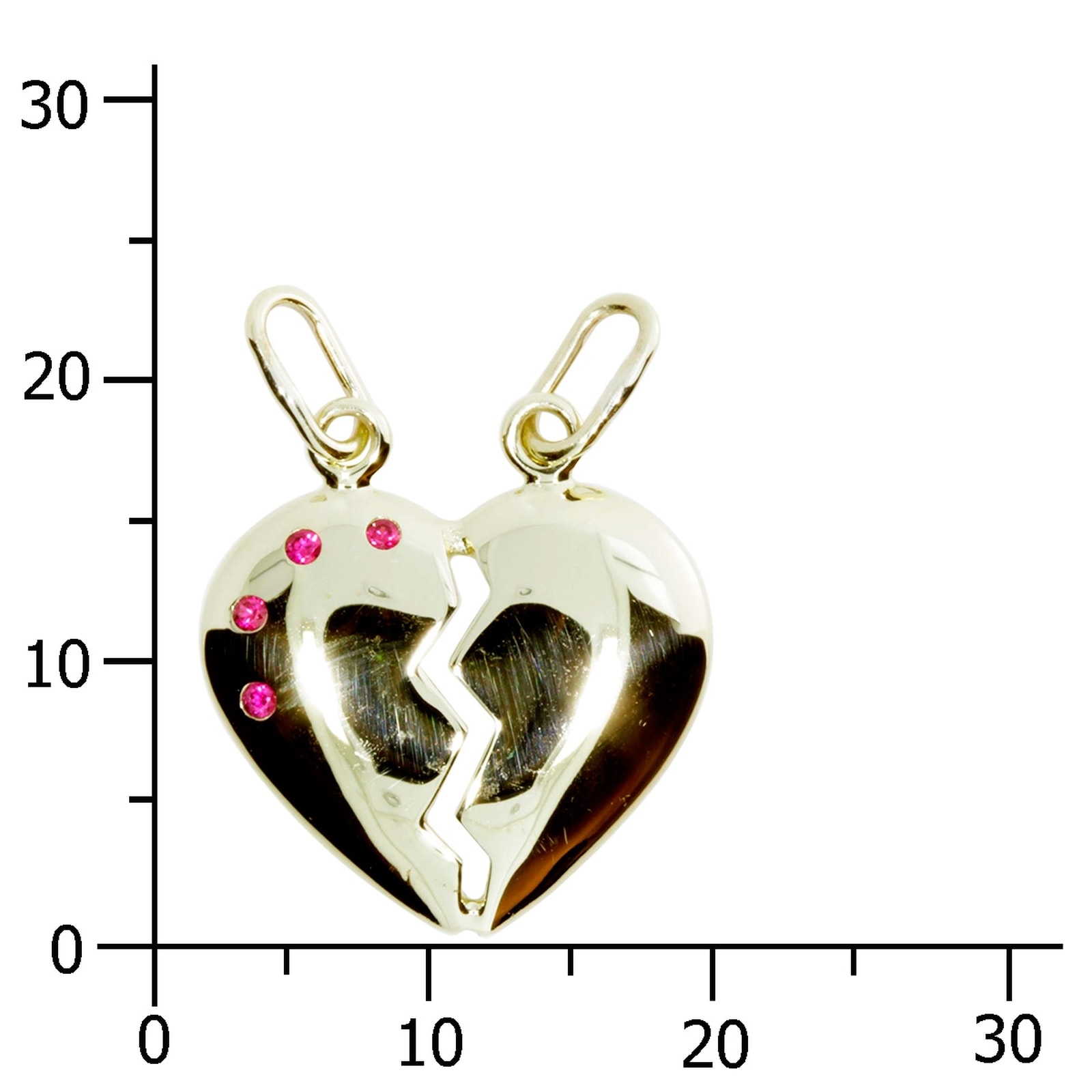OSTSEE-SCHMUCK Kettenanhänger »- geteiltes Herz - Silber 925/000, vergoldet - sy. Rubin«