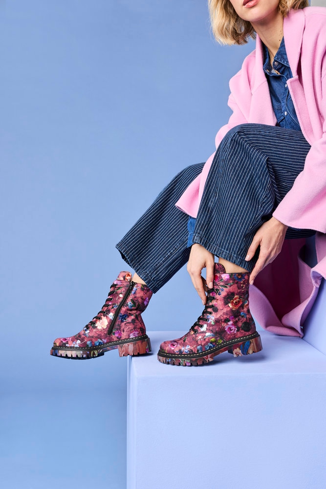 Rieker Schnürboots  Schnürstiefelette, Profilsohle, in veganer Verarbeitung