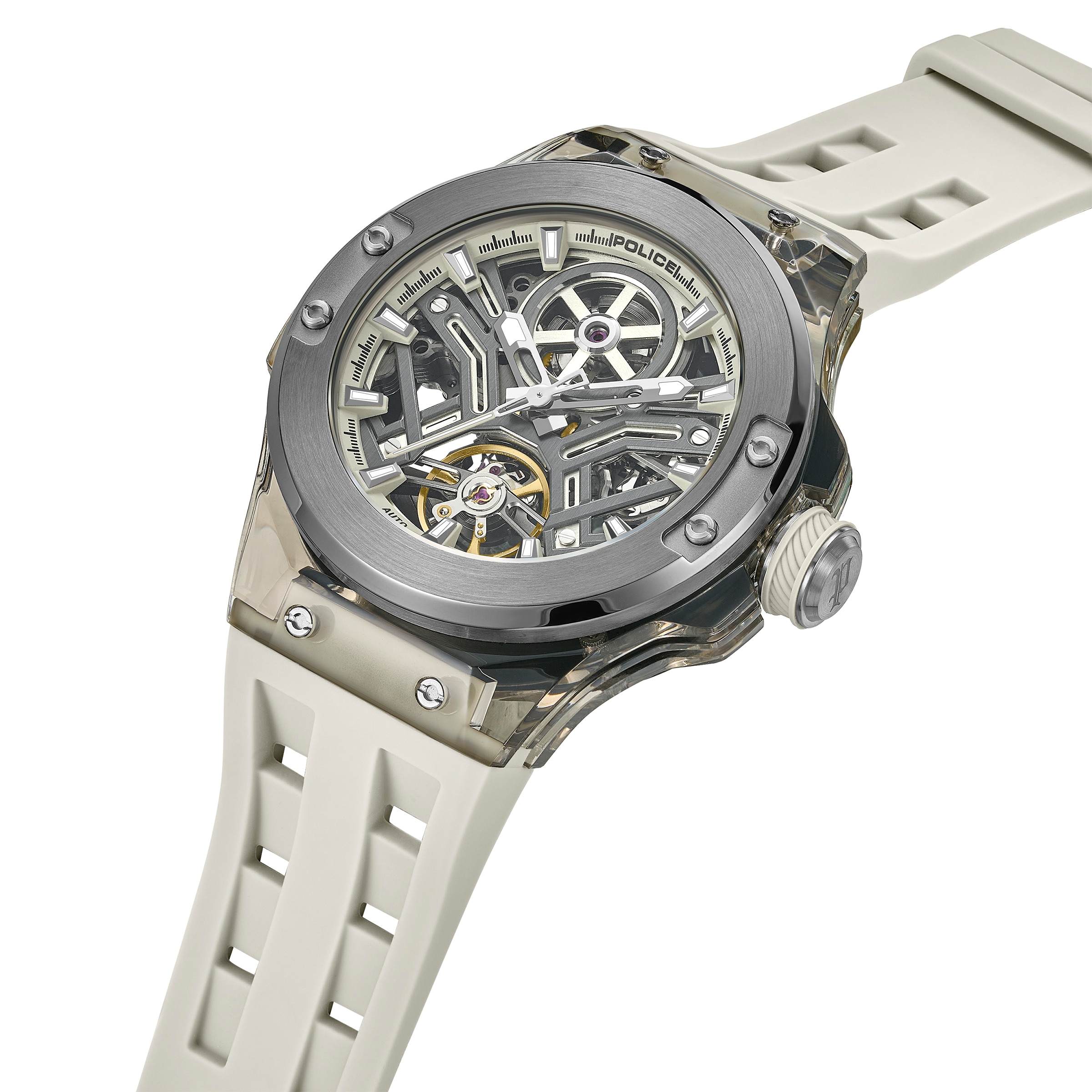Police Automatikuhr »Cyclone« Armbanduhr, Herrenuhr, Mechanische Uhr, Silikonarmband, analog