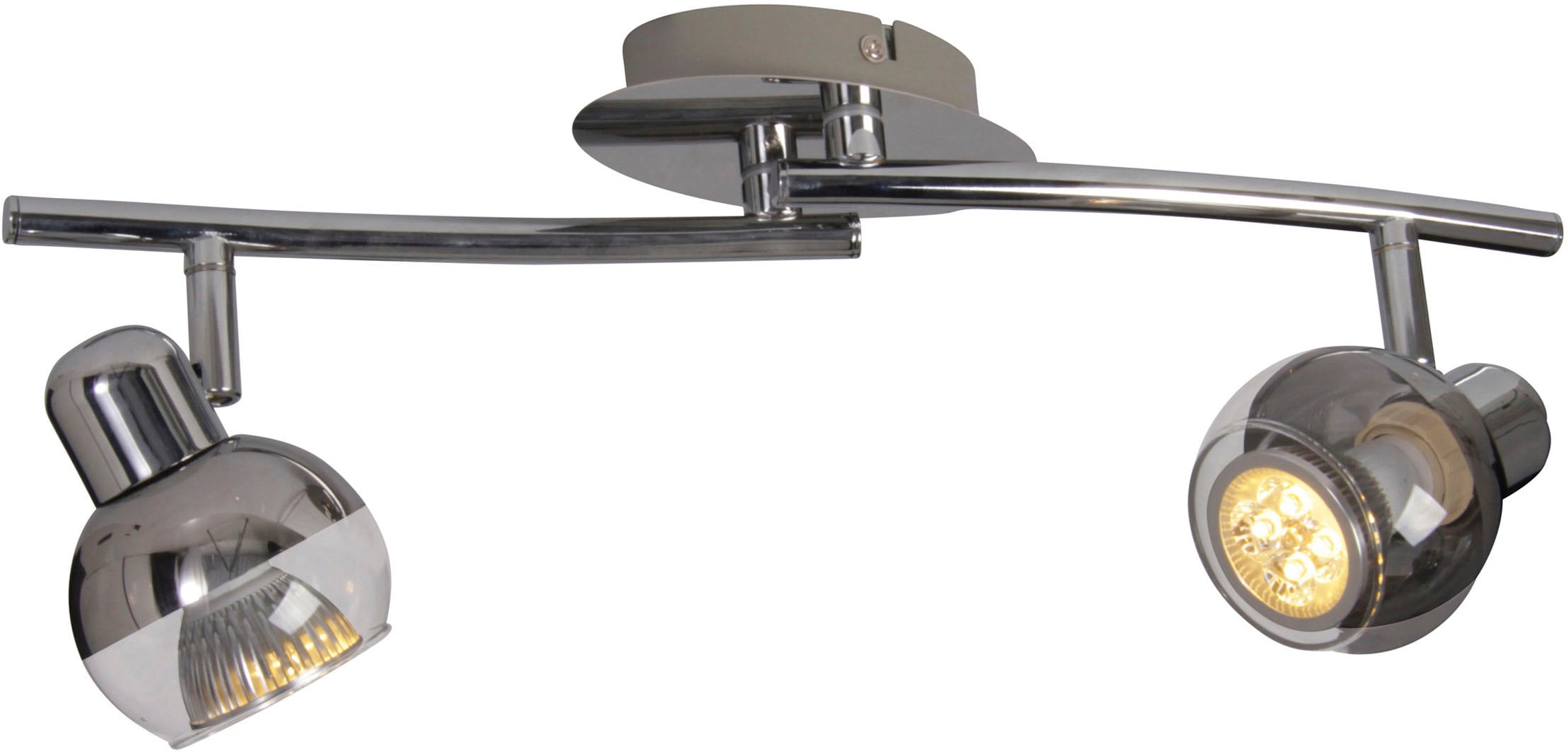 näve Deckenspots »Boccia« GU10 1 Stk. Warmweiß 2flg. incl. LED GU10 6W, chrom, Glasschirm, verstellbare Spots, l:41cm