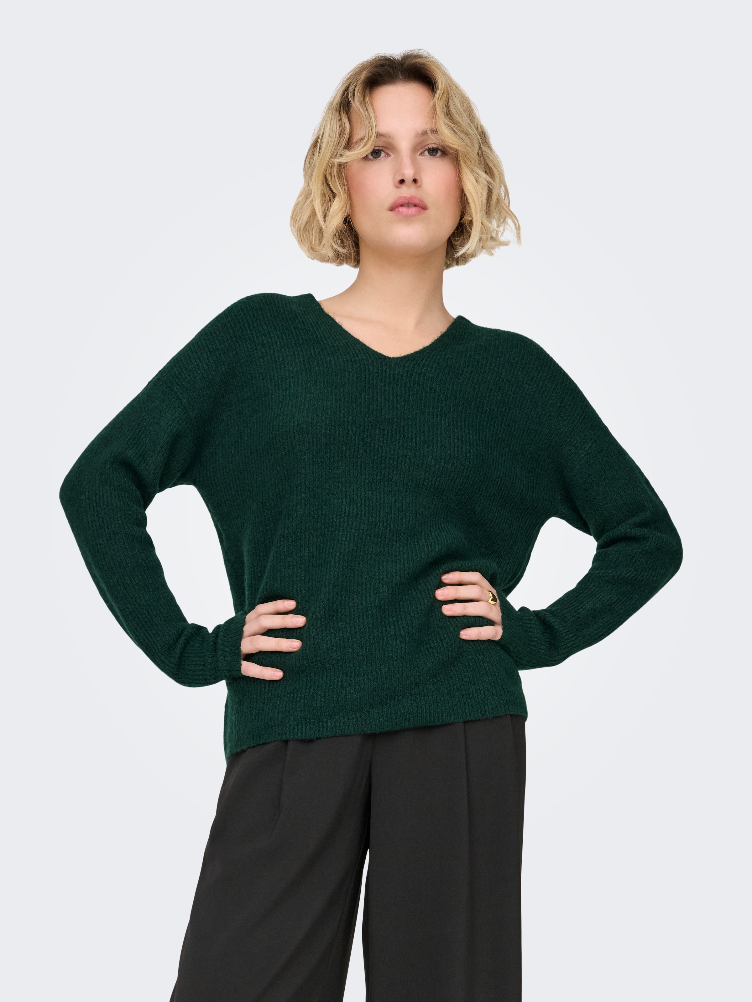 ONLY »ONLCAMILLA V-NECK L/S PULLOVER KNT NOOS« Materialmix, regular fit