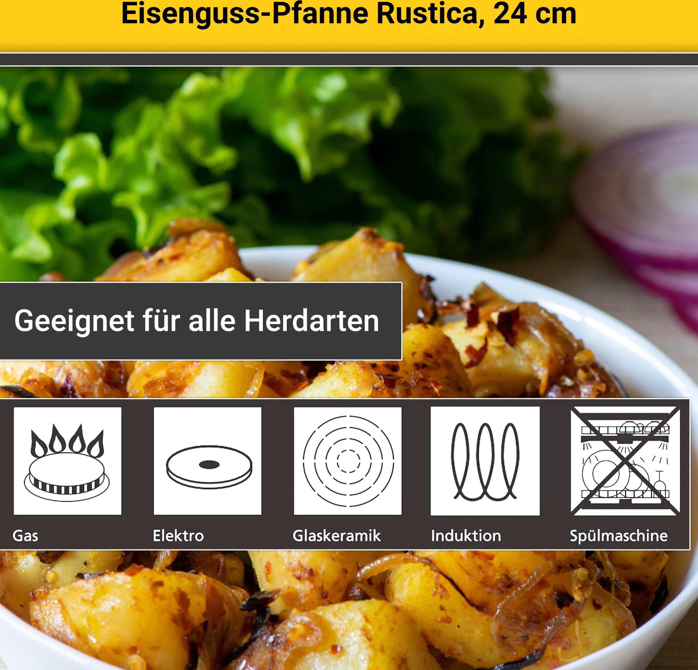 Krüger Bratpfanne »Einsenguss Pfanne RUSTICA«, Gusseisen, (1 tlg.), für Induktions-Kochfelder geeignet