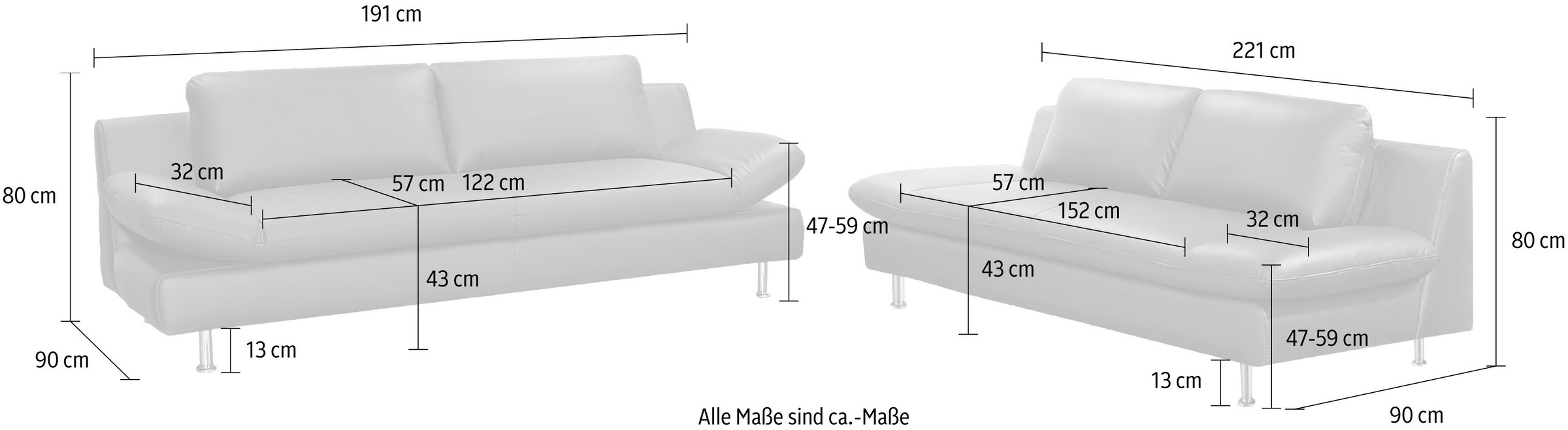 PLACES OF STYLE kaufen auf und tlg.), 3-Sitzer aus 2 2- (Set, bestehend Raten Polstergarnitur »Redding«