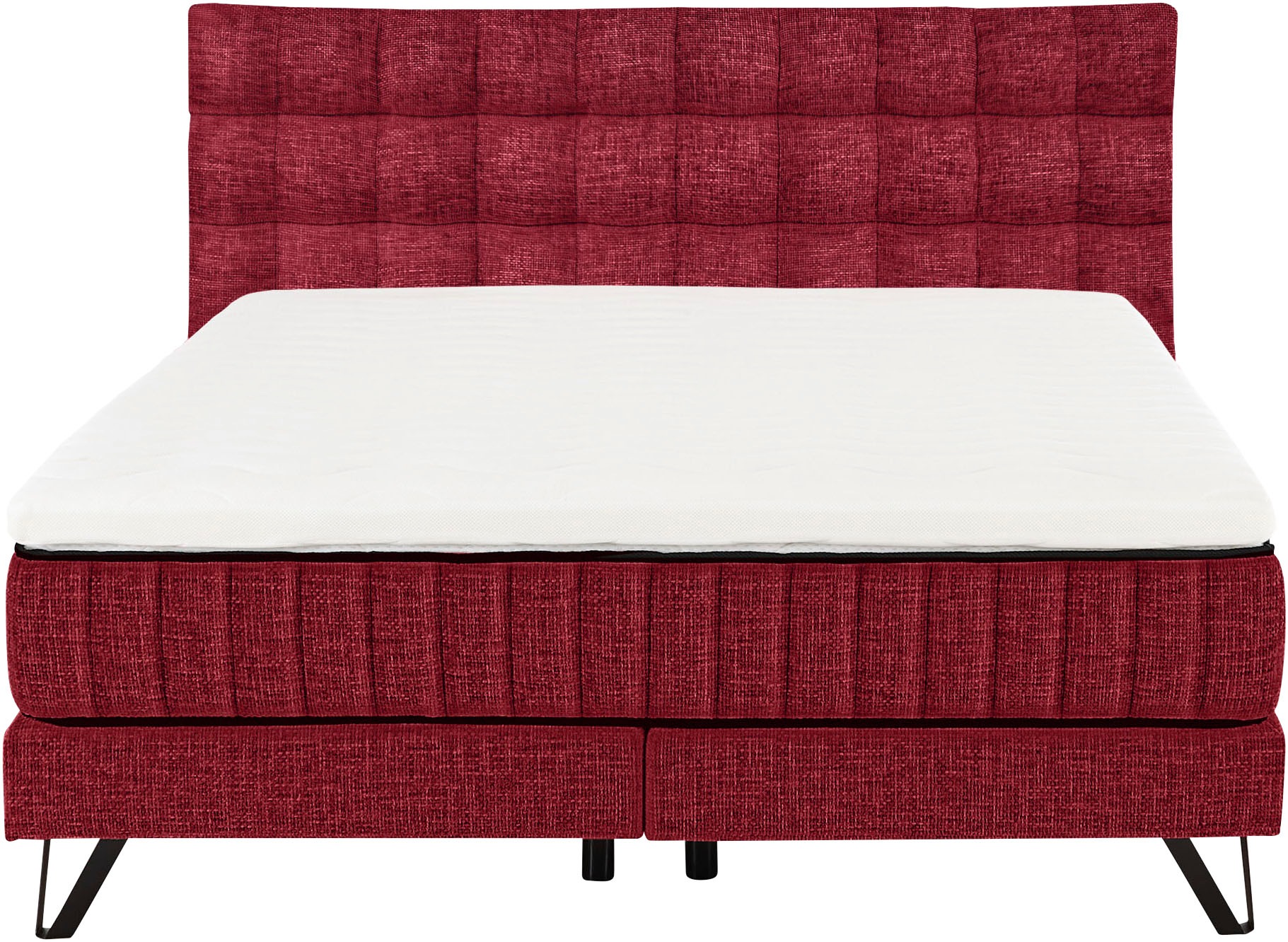 set one by Musterring Boxspringbett »Baldwin«, mit Duo-Matratze, Kopfteil mit quadratischer Steppung, 180 x 200 cm