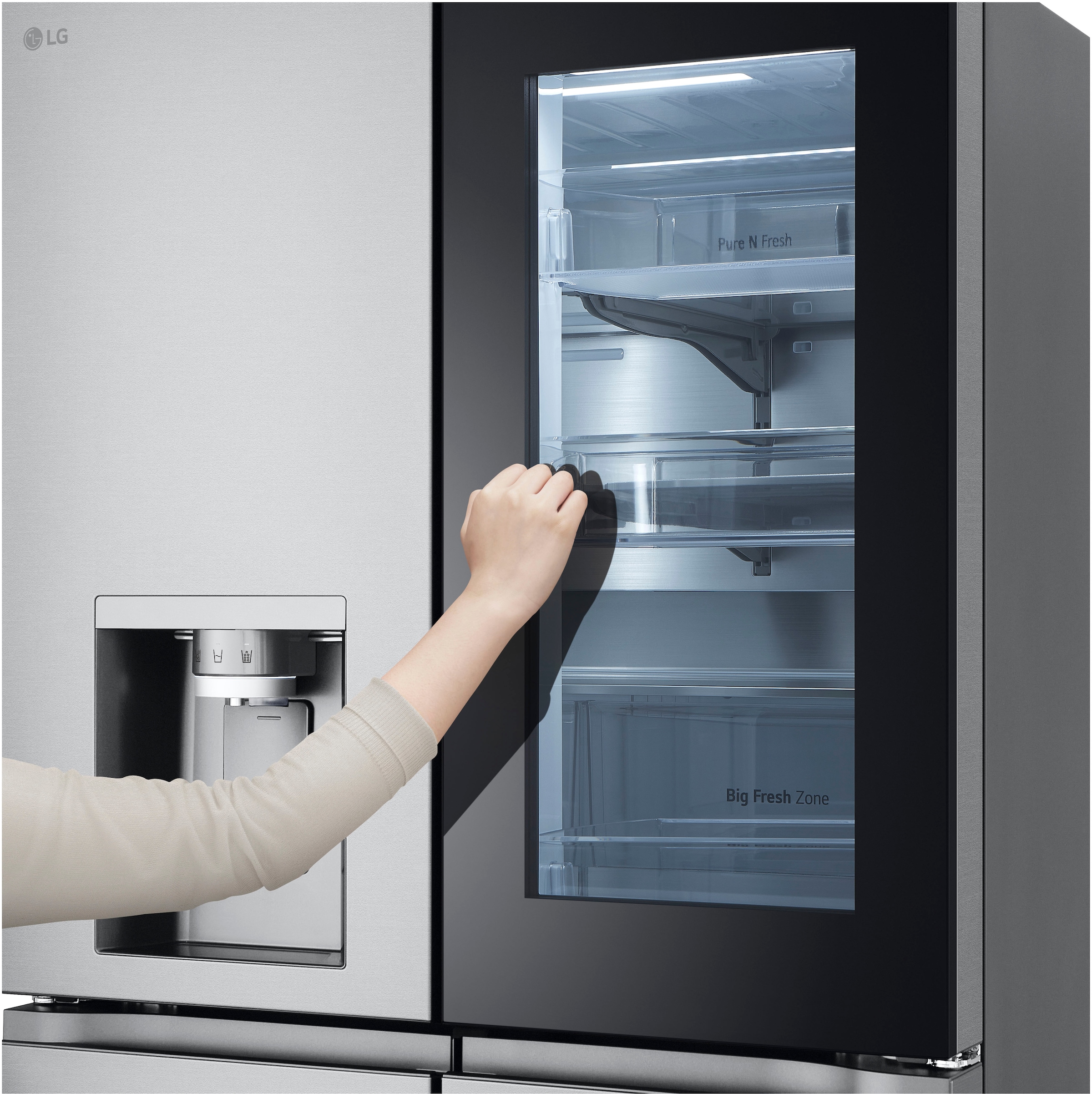 LG Multi Door »GMG960MBEE«, InstaView®: zweimal klopfen, reinschauen! mit Craft Ice - Spender
