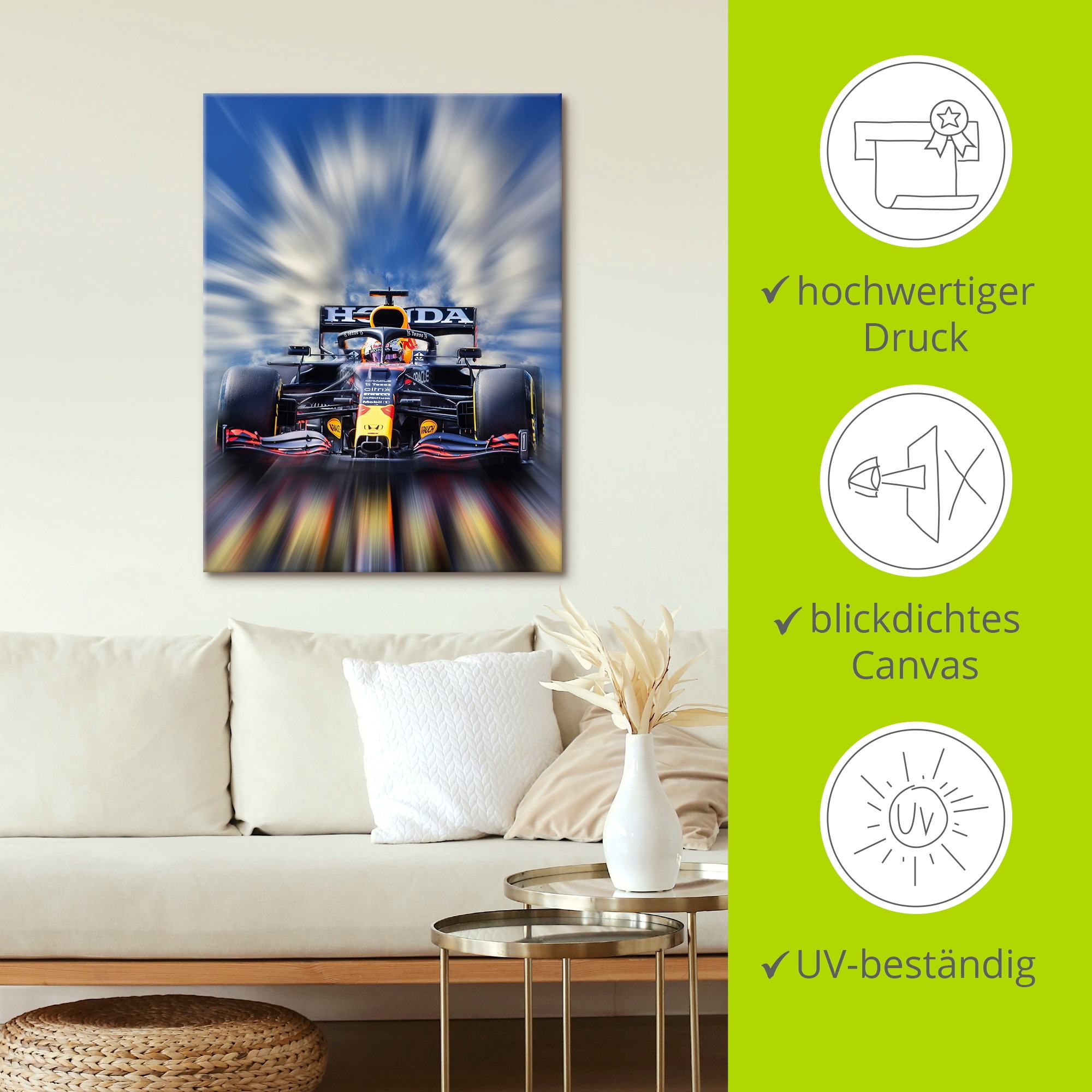 Artland Wandbild »Max Verstappen - Weltmeister der Formel1«, Auto, (1 St.), als Alubild, Outdoorbild, Leinwandbild, Poster, Wandaufkleber