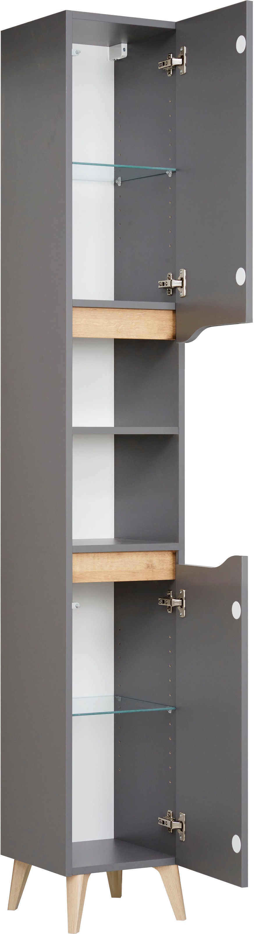 Saphir Badmöbel-Set »Quickset 5-teilig, Waschbeckenunterschrank mit LED-Spiegelschrank«, (5 St.), Hochschrank, Unterschrank, Hängeschrank, inkl. Türdämpfer, 9 Türen