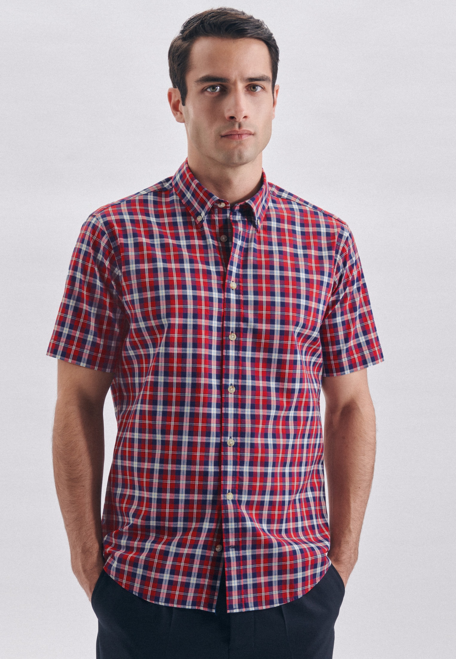 seidensticker Businesshemd »Schwarze Rose«, Regular Kurzarm Button-Down-Kragen Karo kaufen
