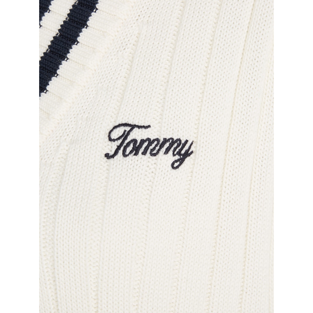 Tommy Jeans Strickpullover »TJW SCRIPT V NECK RIB SWEATER«
