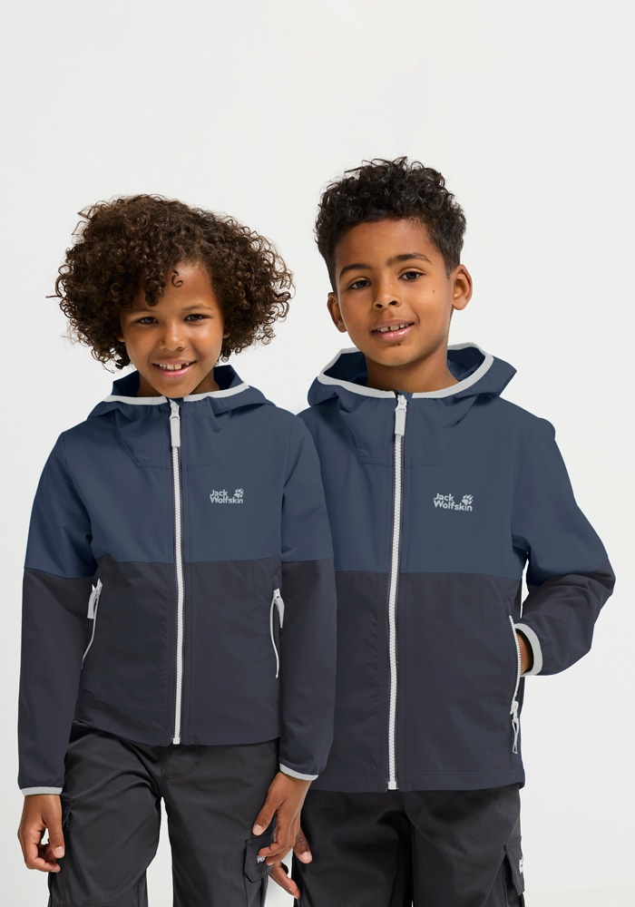 Jack Wolfskin Softshelljacke »SANDBIRD HOODED JKT K« mit Kapuze Winddicht, atmungsaktiv, Übergangsjacke