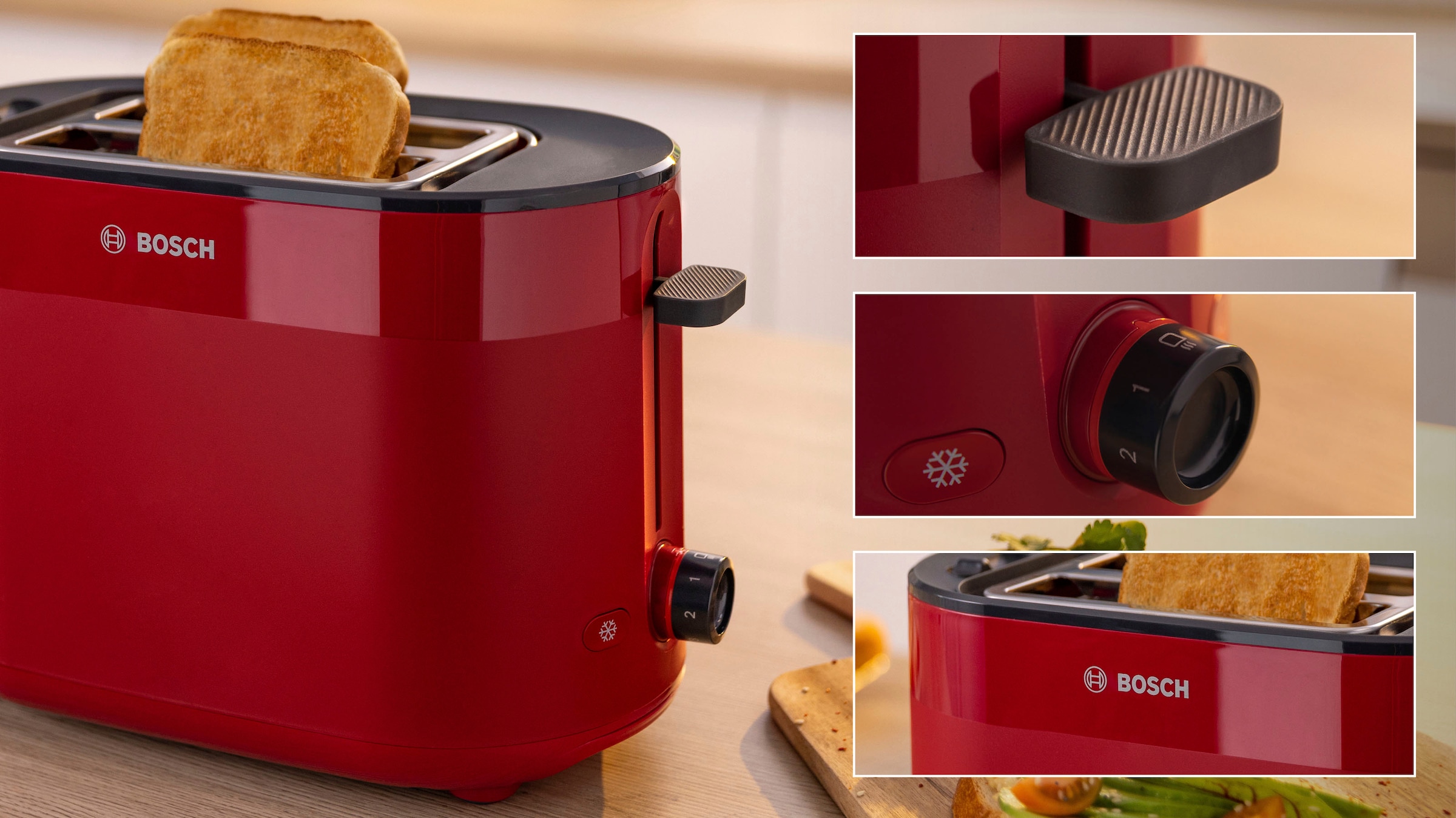 BOSCH Toaster »MyMoment TAT2M124«, 2 Schlitze, für 2 Scheiben, 950 W, integrierter Brötchenaufsatz, Auftaufunktion, Brotzentrierung, AutoOff