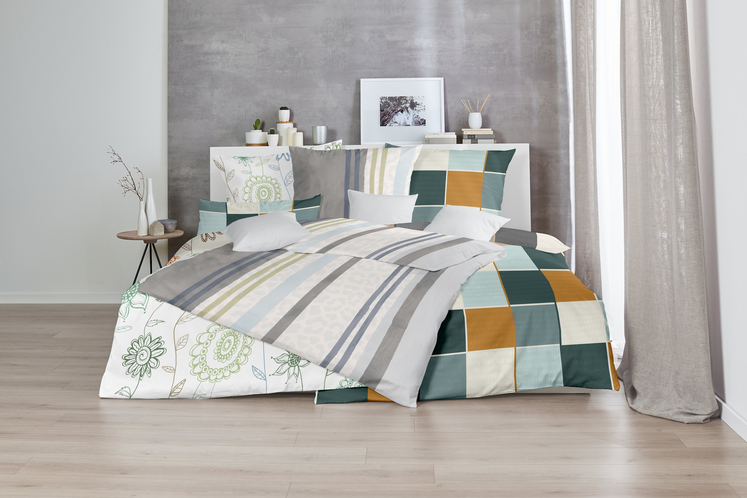 Primera Bettwäsche »Feinbiber-Bettwäsche Leo Stripe« 2 Stk. tlg. mit Leo-Struktur