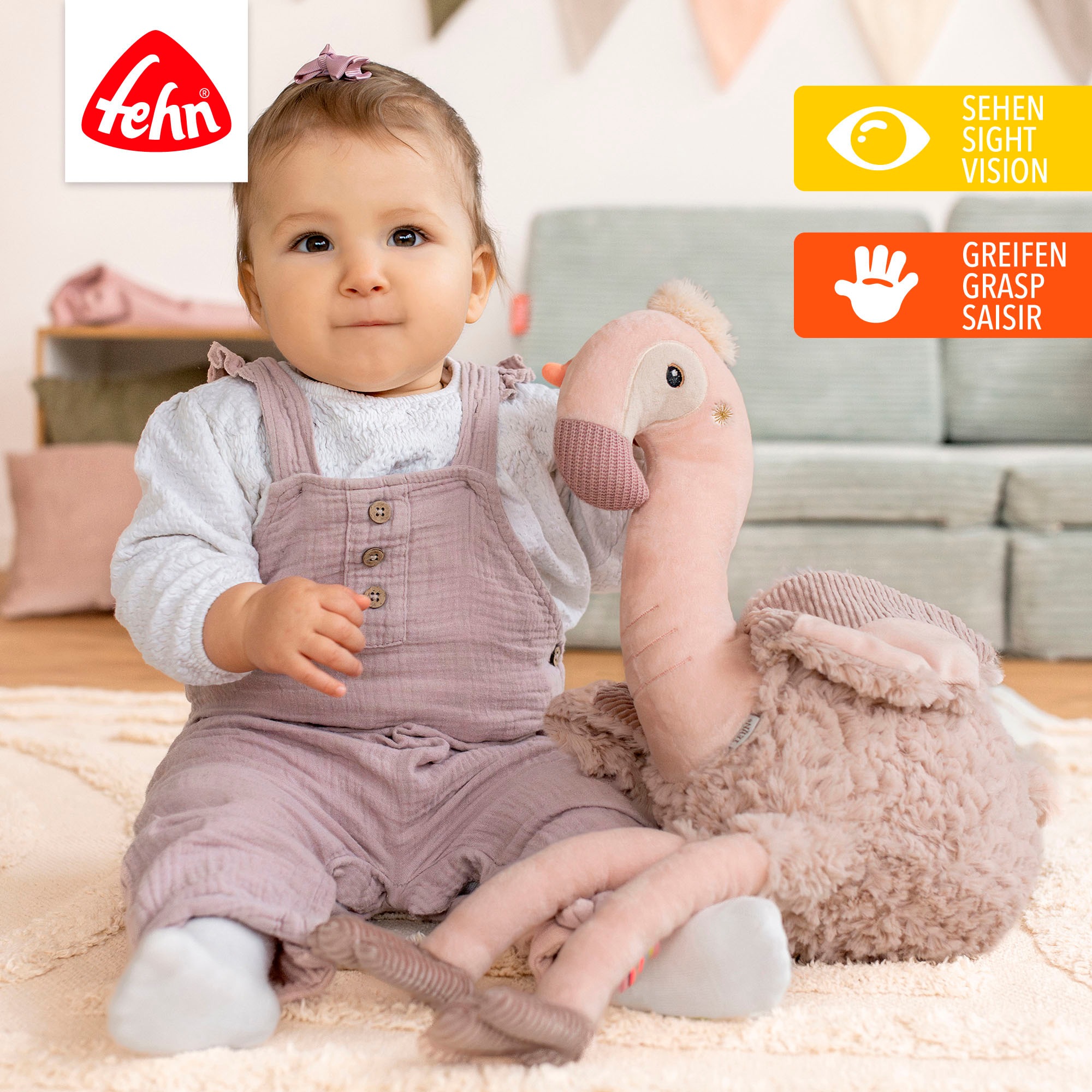 Fehn Kuscheltier »Lazy, Crazy & Pink, Kuscheltier Flamingo XL«